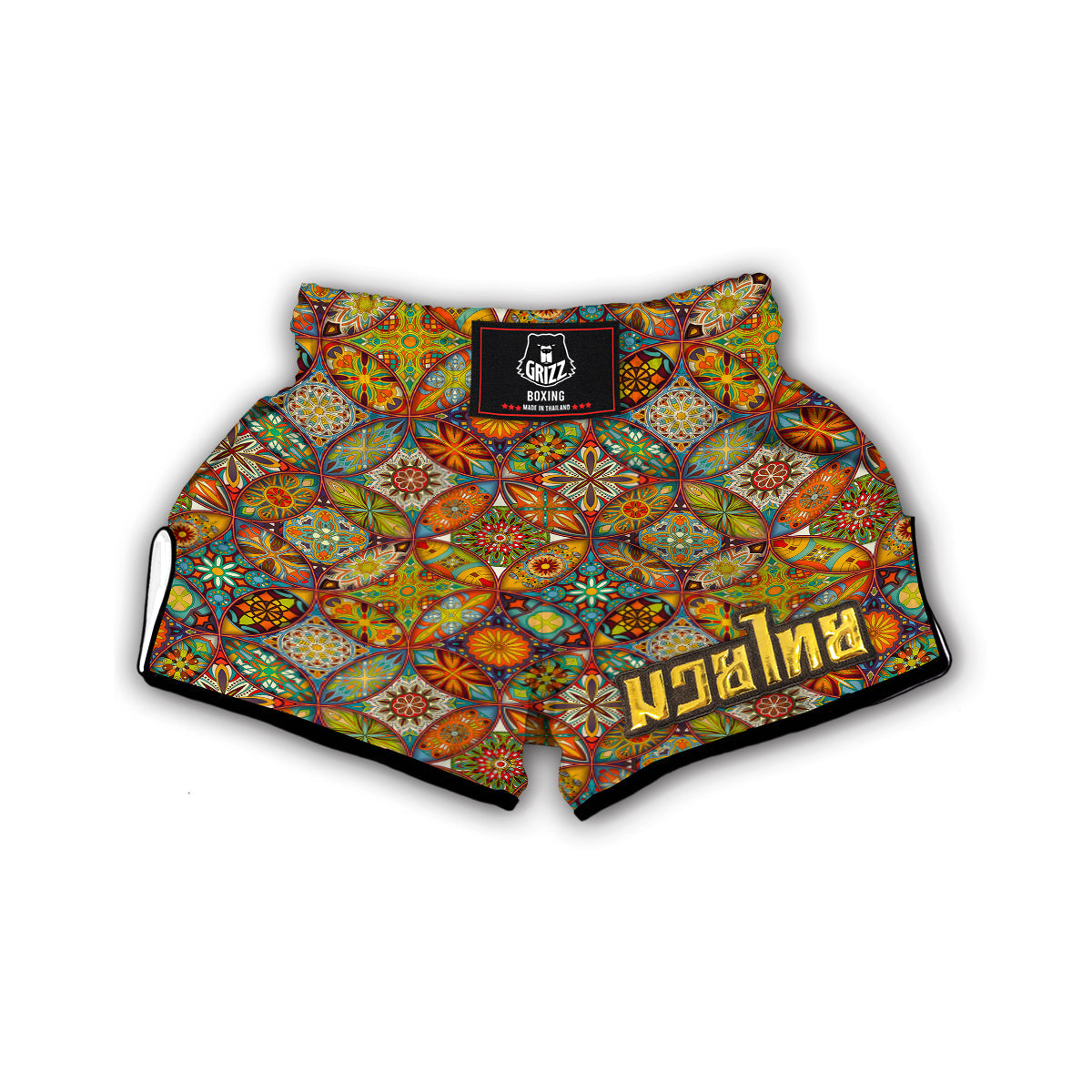 Bohemian Patchwork Print Pattern Muay Thai Boxing Shorts-grizzshop