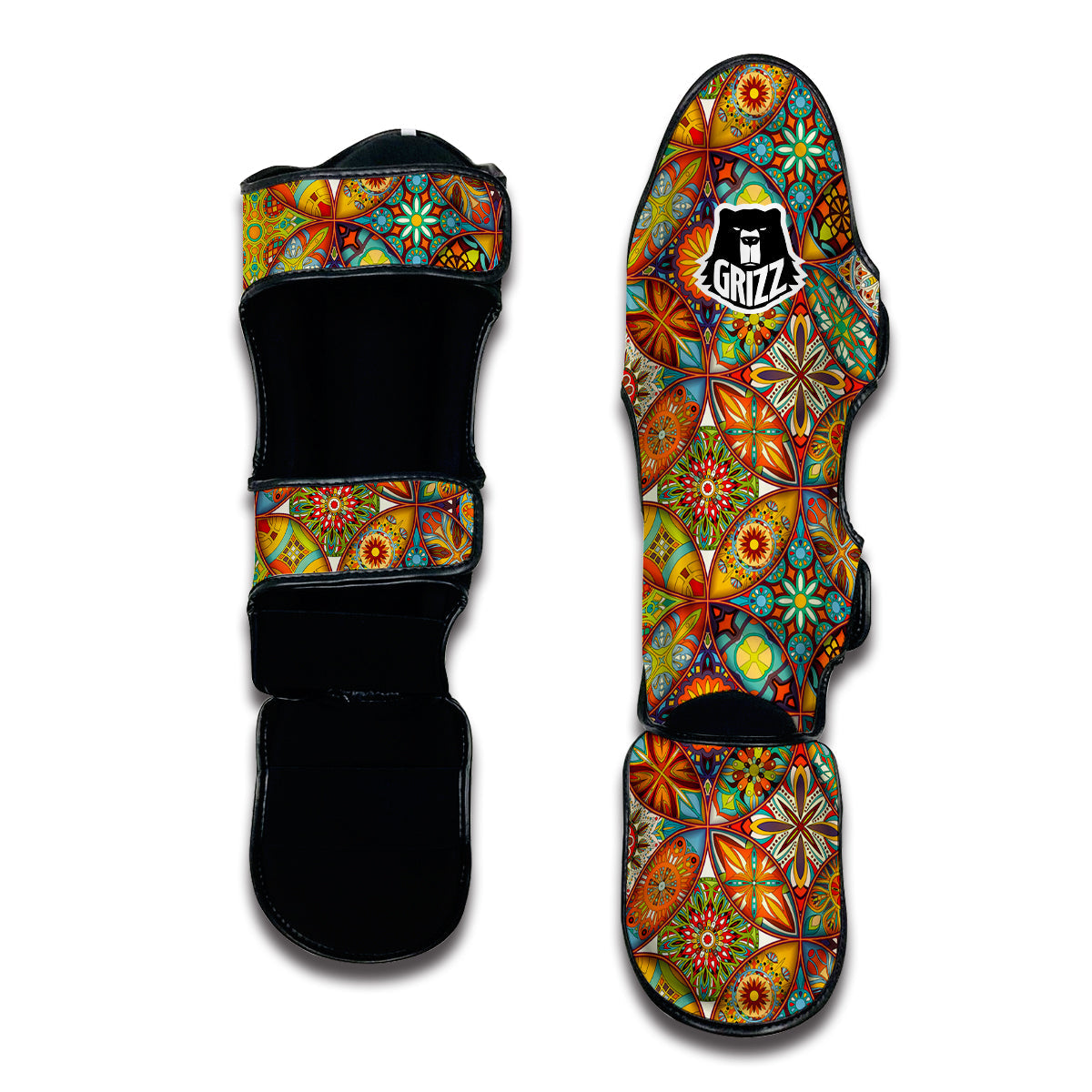 Bohemian Patchwork Print Pattern Muay Thai Shin Guards-grizzshop