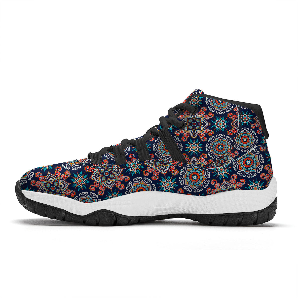 Bohemian Pattern Print Black Bball Shoes-grizzshop
