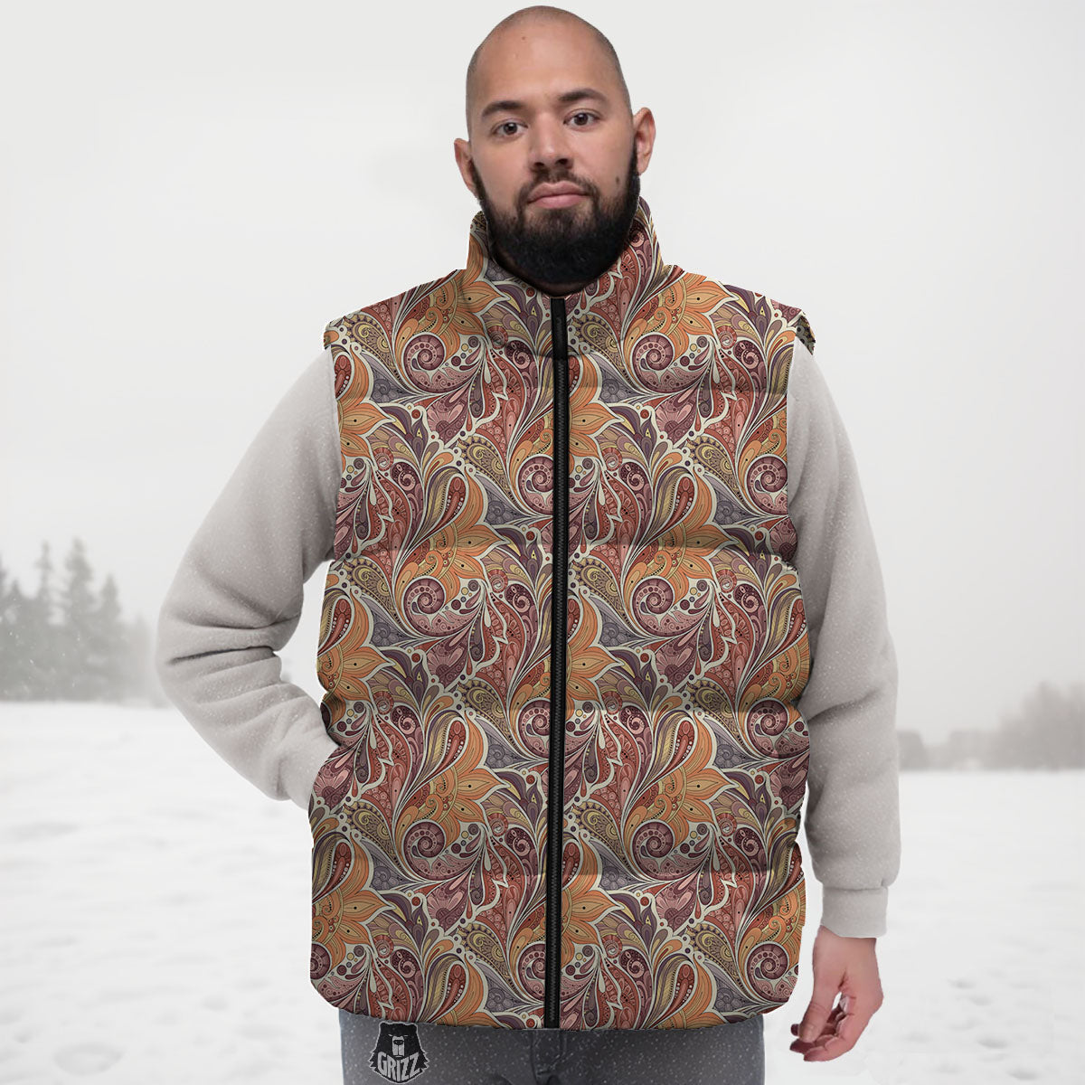 Bohemian Pigeon Floral Print Pattern Down Vest