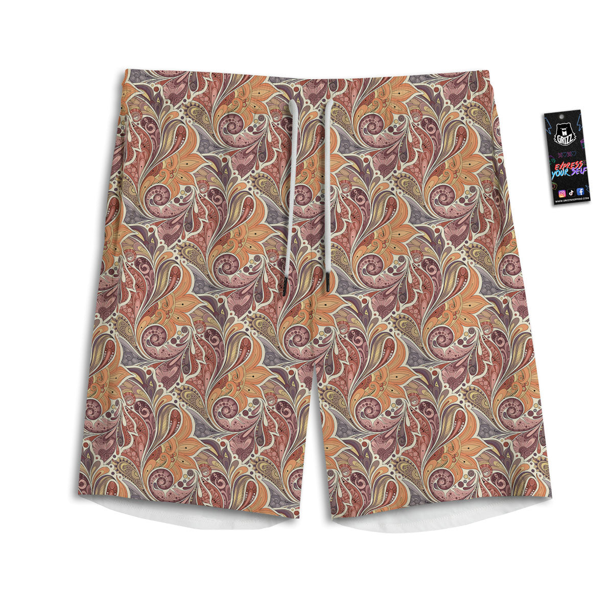 Bohemian Pigeon Floral Print Pattern Men's Athletic Shorts