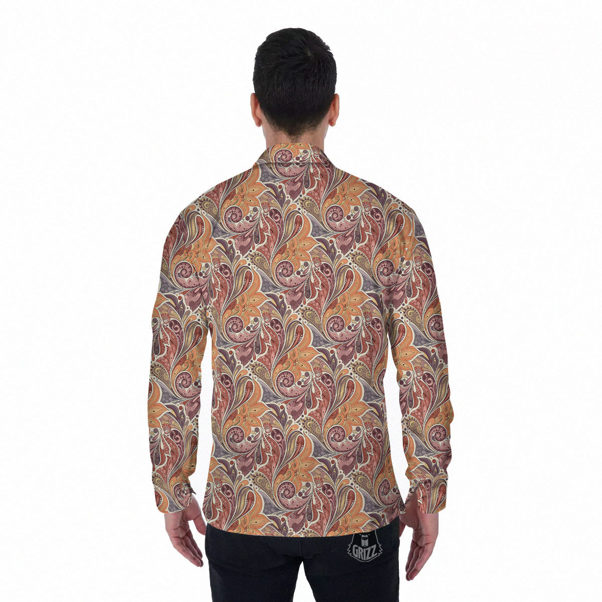 Bohemian Pigeon Floral Print Pattern Men's Long Sleeve Shirts-grizzshop