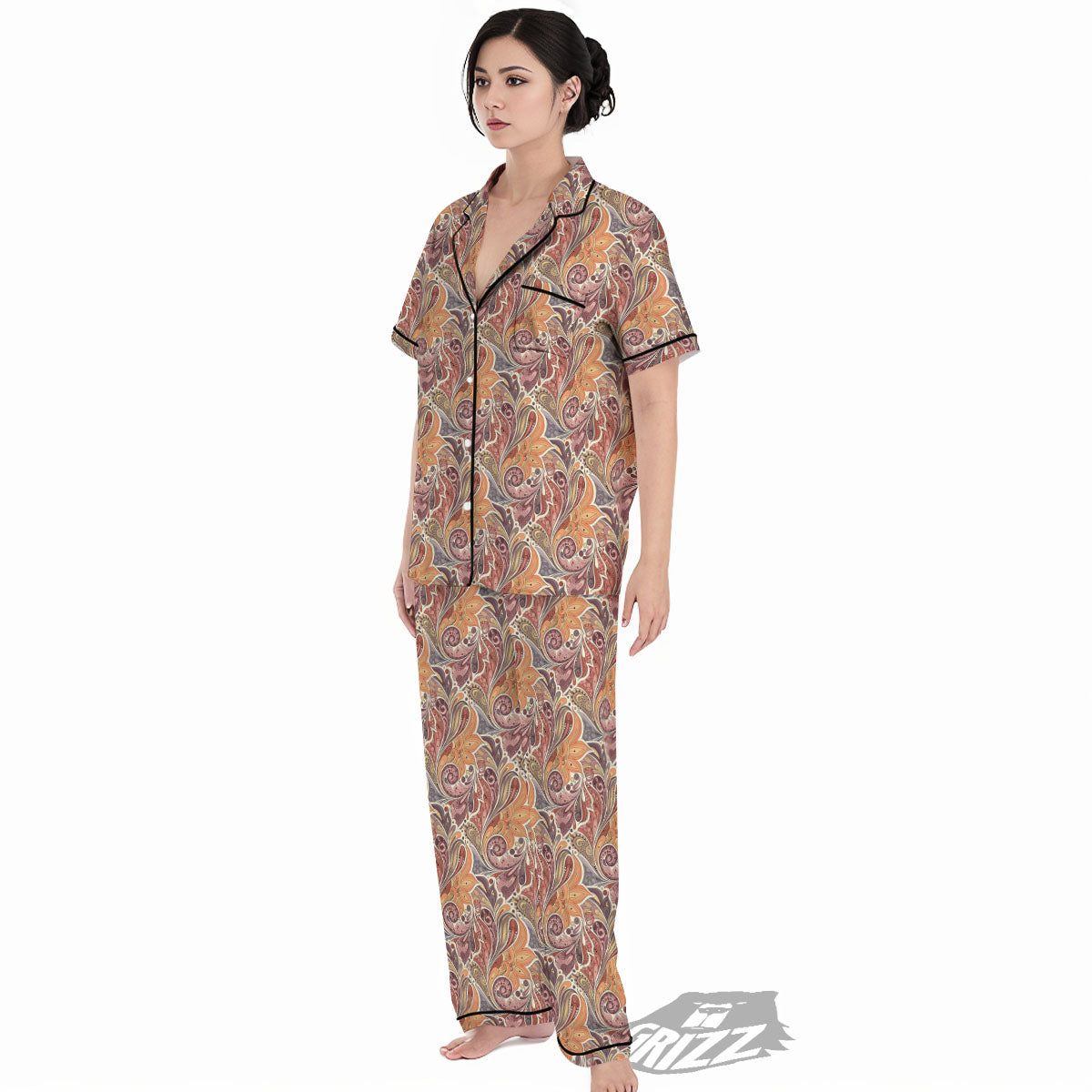 Bohemian Pigeon Floral Print Pattern Women's Pajamas Set-grizzshop
