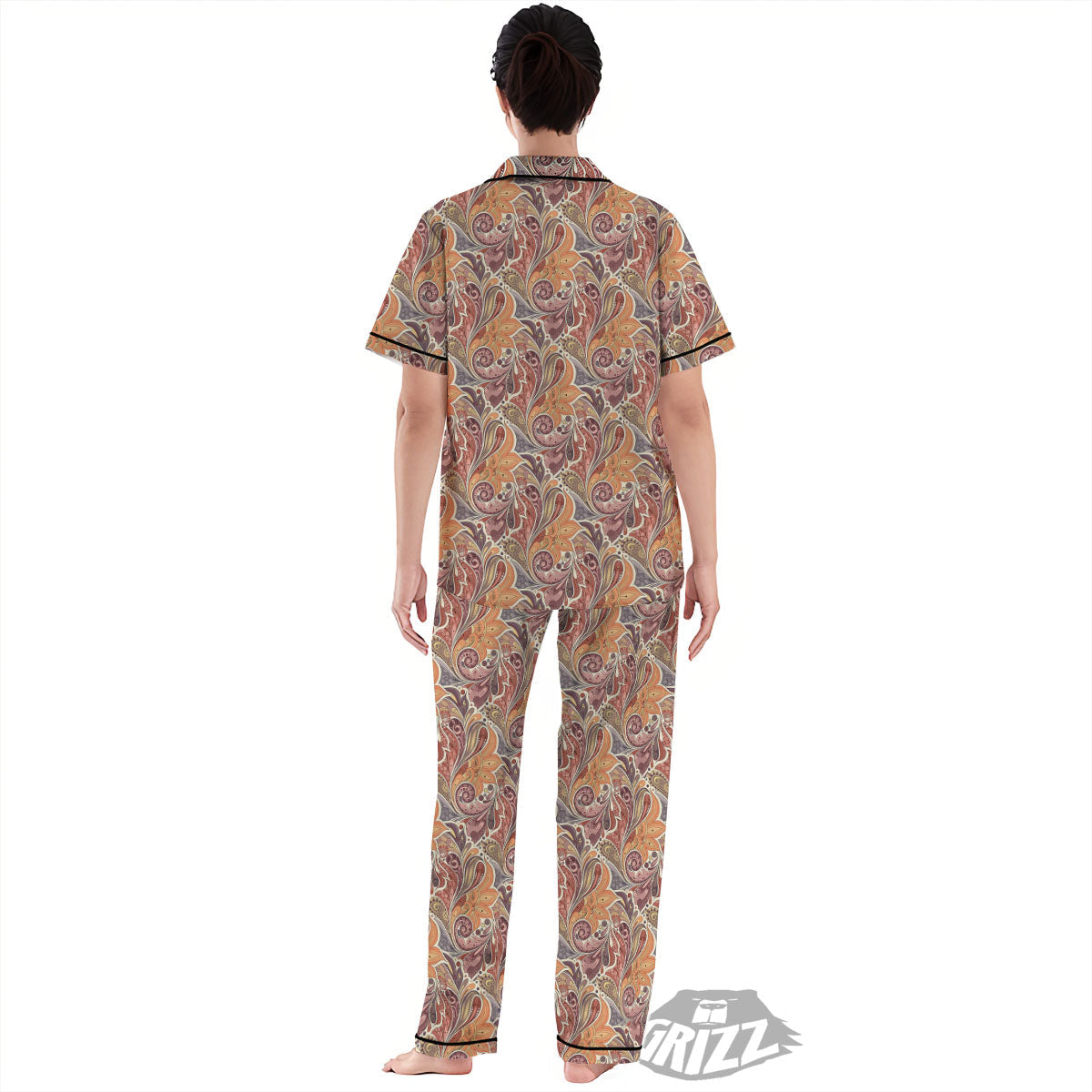 Bohemian Pigeon Floral Print Pattern Women's Pajamas Set-grizzshop