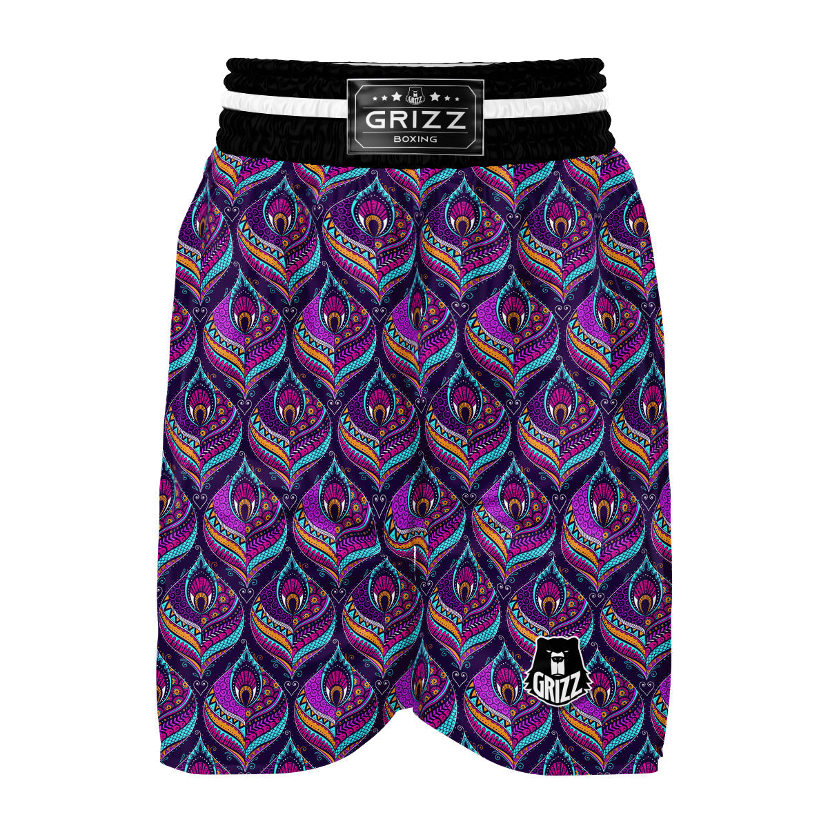 Bohemian Purple Pattern Print Boxing Shorts-grizzshop
