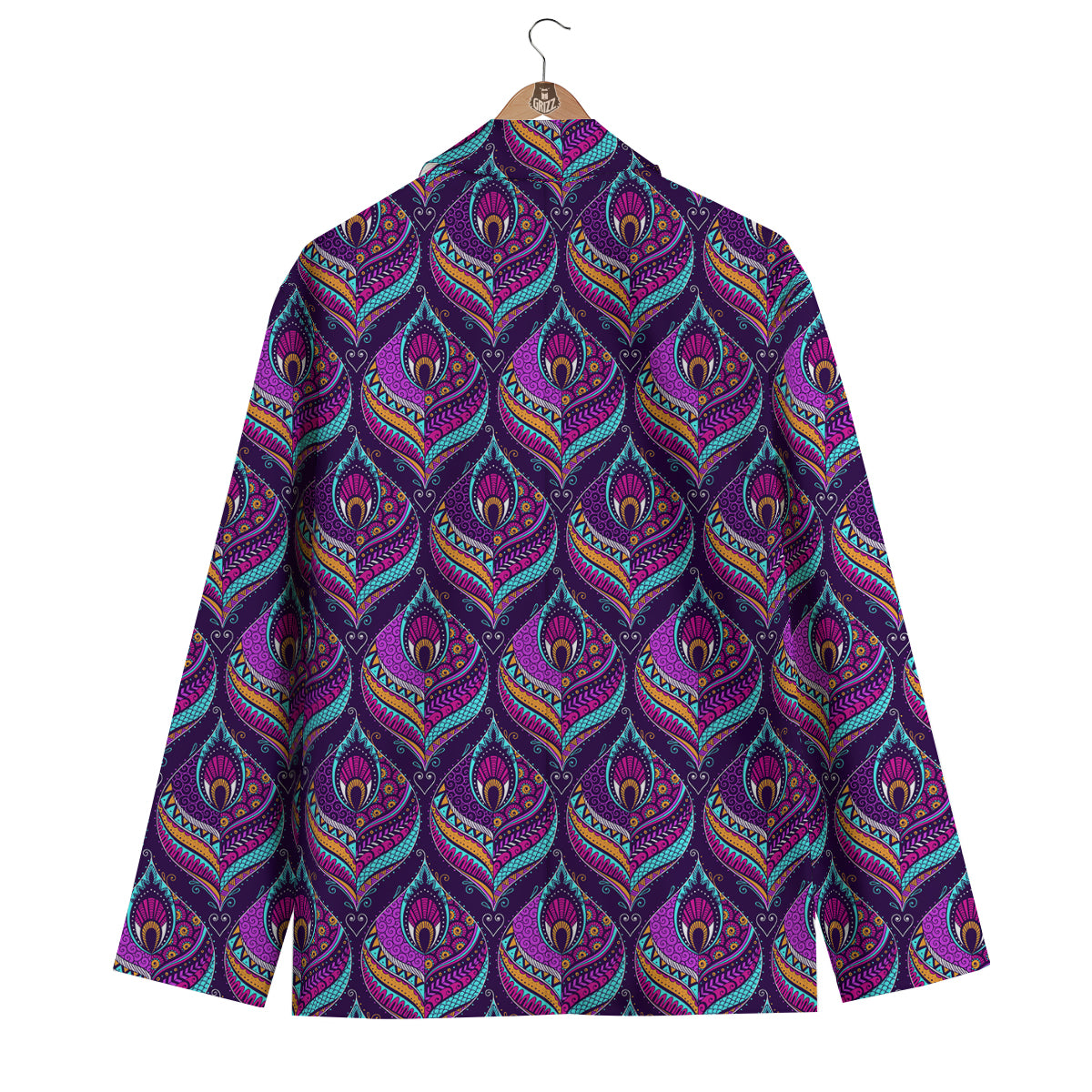 Bohemian Purple Pattern Print Men's Blazer-grizzshop