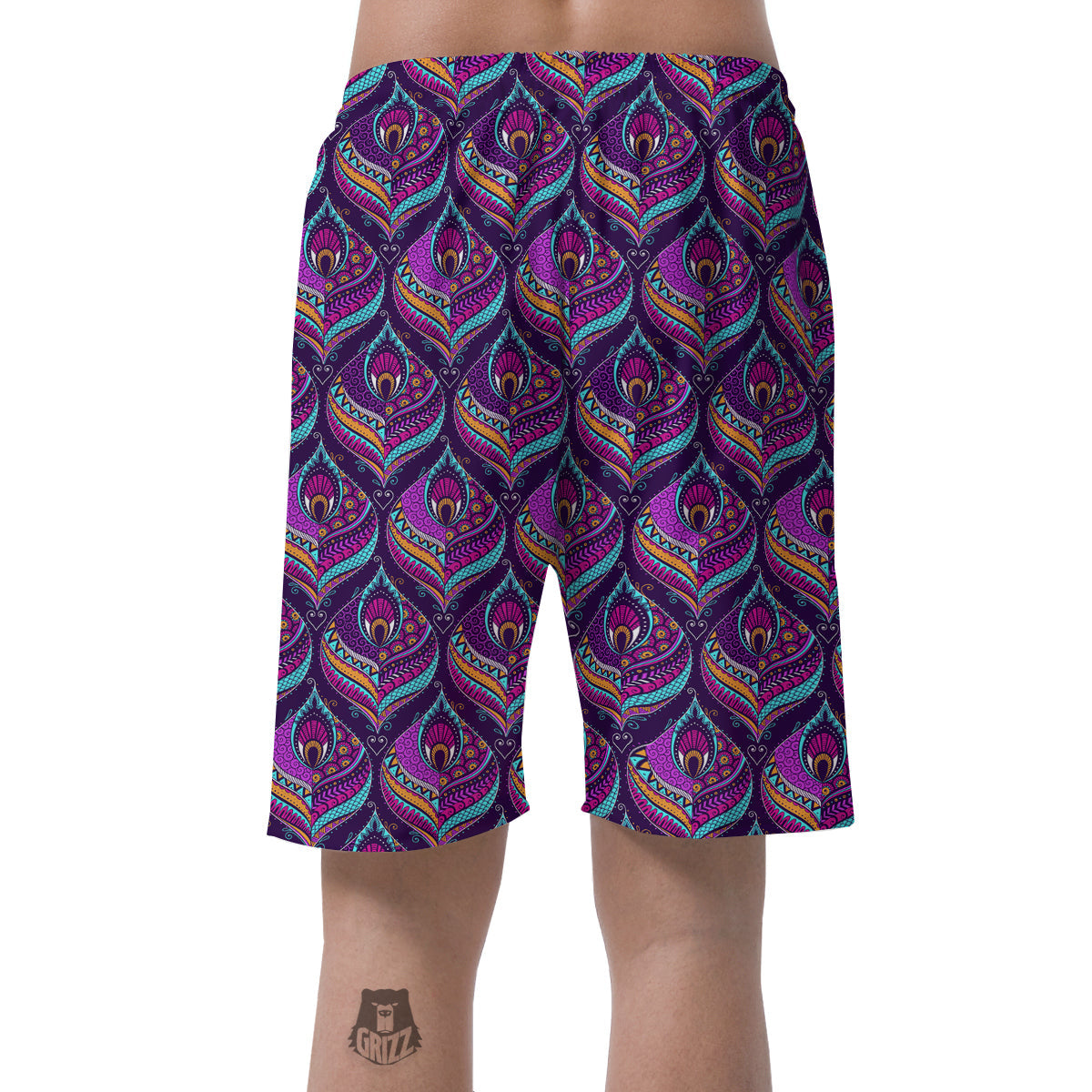 Bohemian Purple Pattern Print Men's Shorts-grizzshop