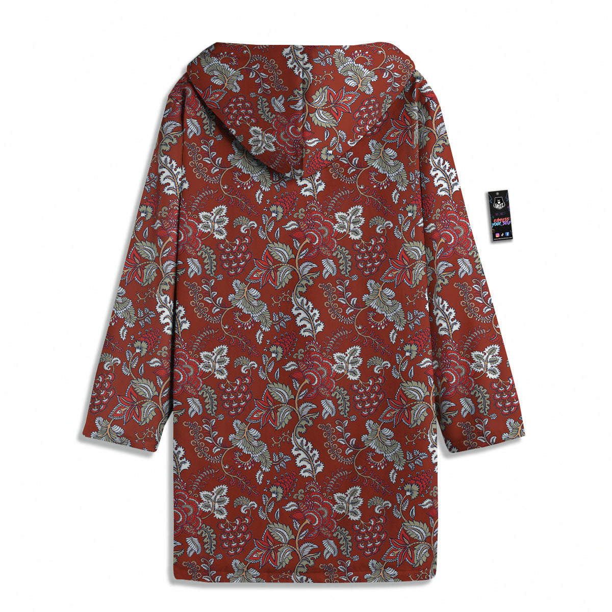Bohemian Red Floral Print Pattern Men's Windbreaker Jacket-grizzshop