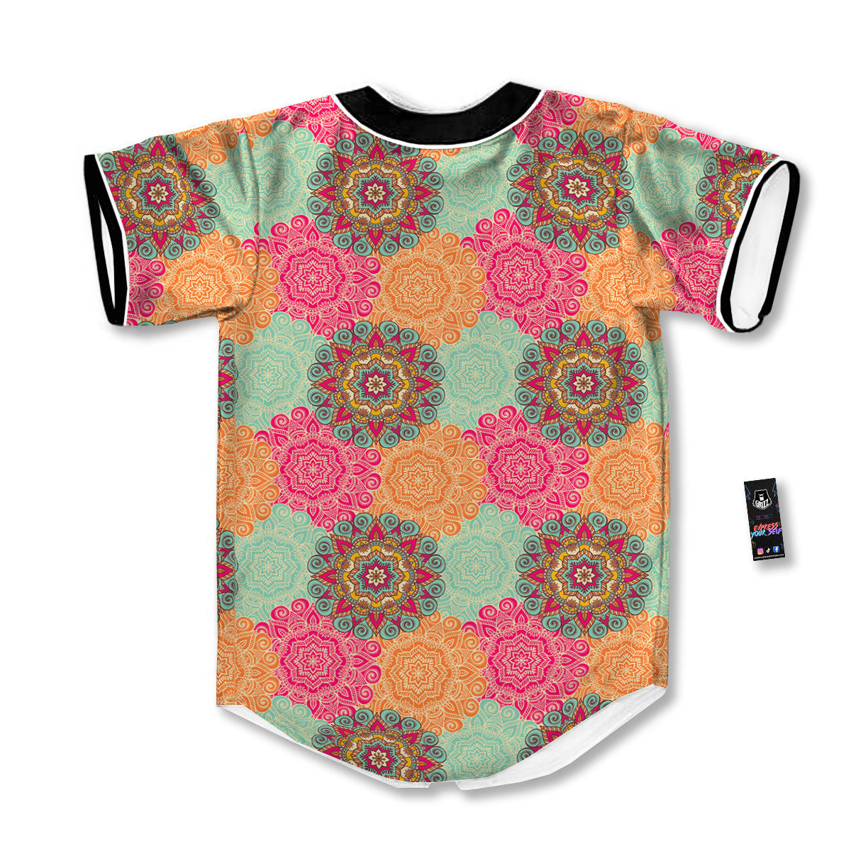 Bohemian Sangria Mandala Print Pattern Baseball Jersey-grizzshop