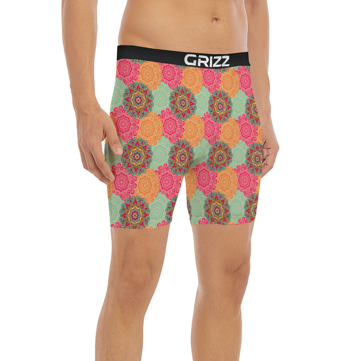 Bohemian Sangria Mandala Print Pattern Boxer Briefs-grizzshop
