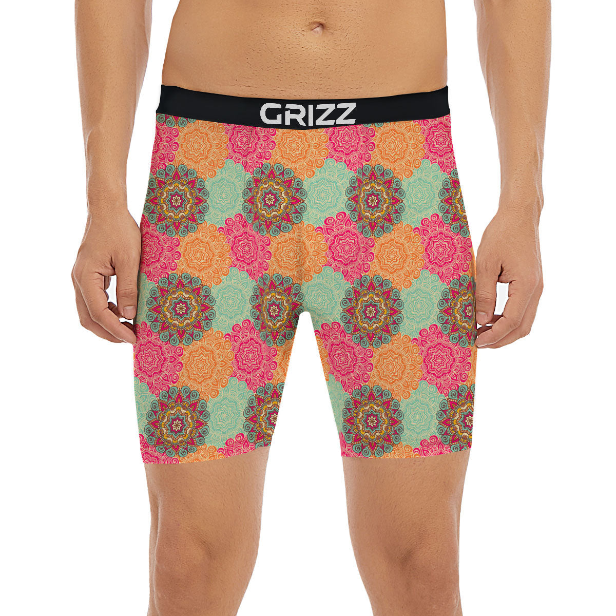 Bohemian Sangria Mandala Print Pattern Boxer Briefs-grizzshop
