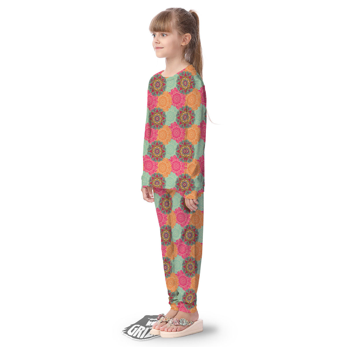 Bohemian Sangria Mandala Print Pattern Kid's Pajamas-grizzshop