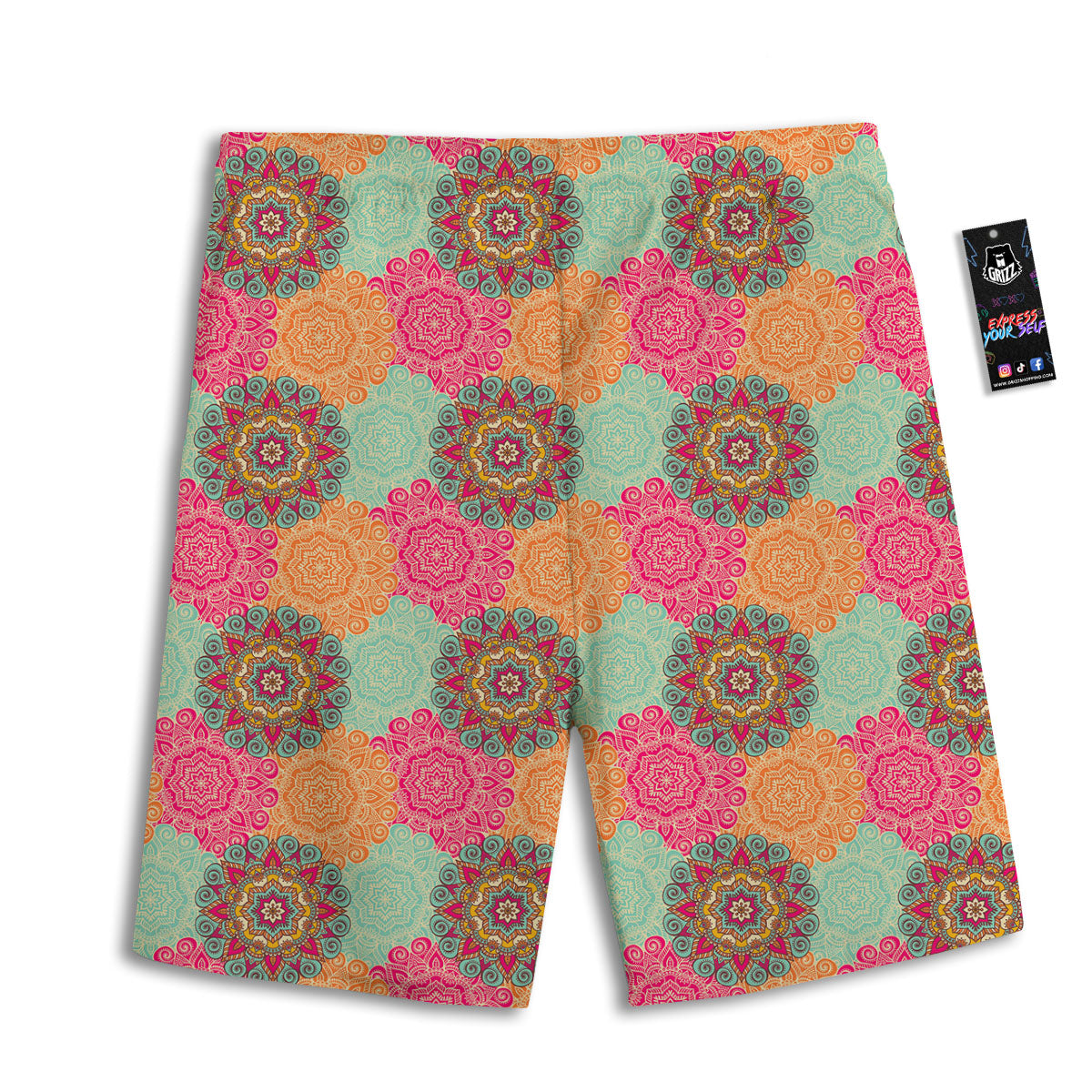 Bohemian Sangria Mandala Print Pattern Men's Athletic Shorts
