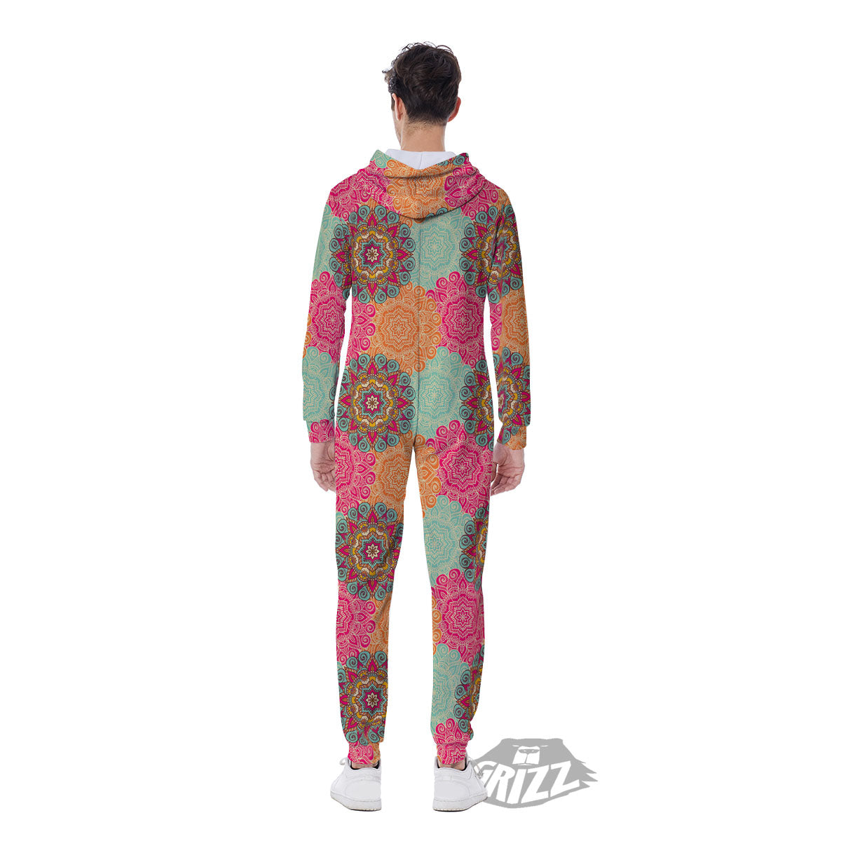 Bohemian Sangria Mandala Print Pattern Men's Jumpsuit-grizzshop