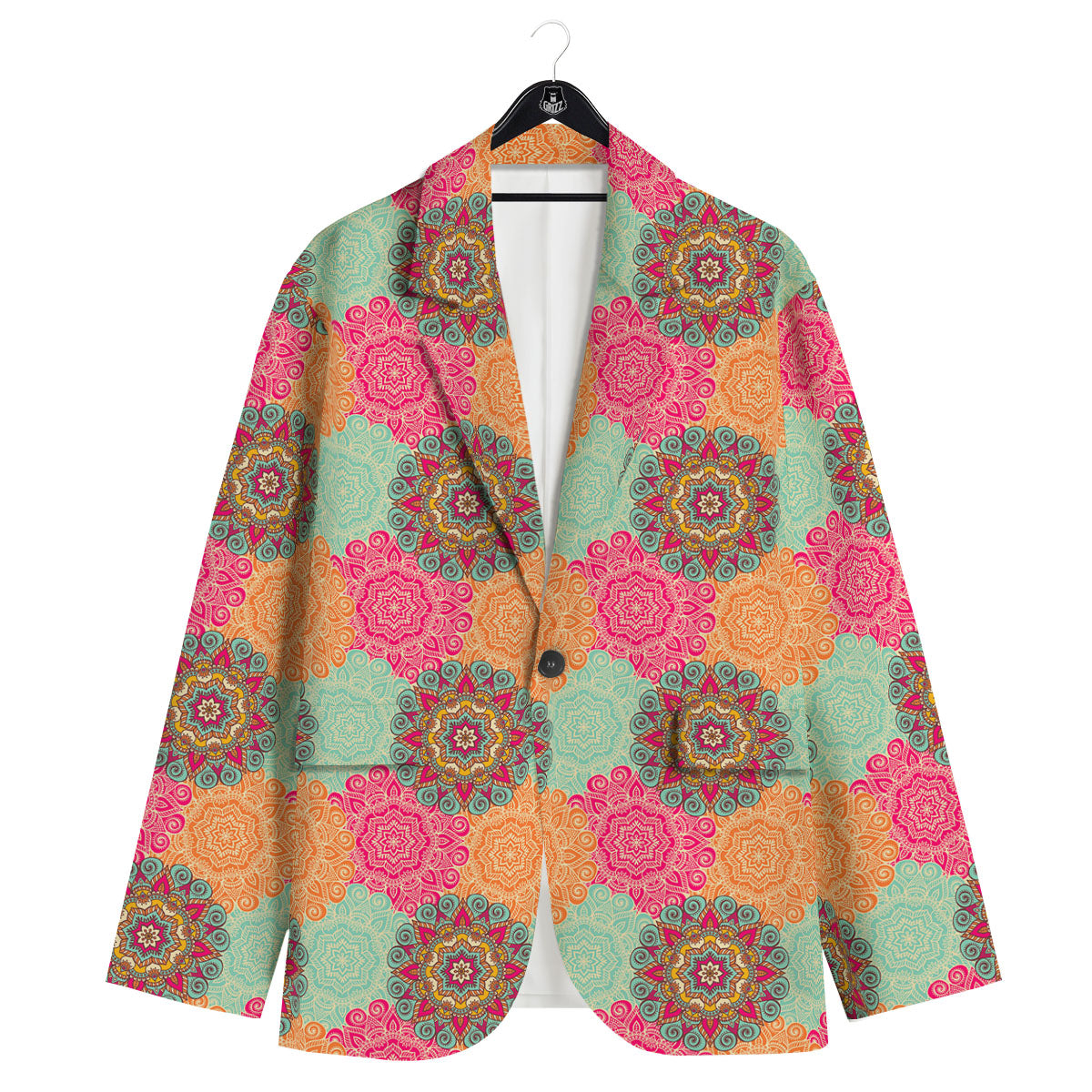 Bohemian Sangria Mandala Print Pattern Men's Sport Coat-grizzshop