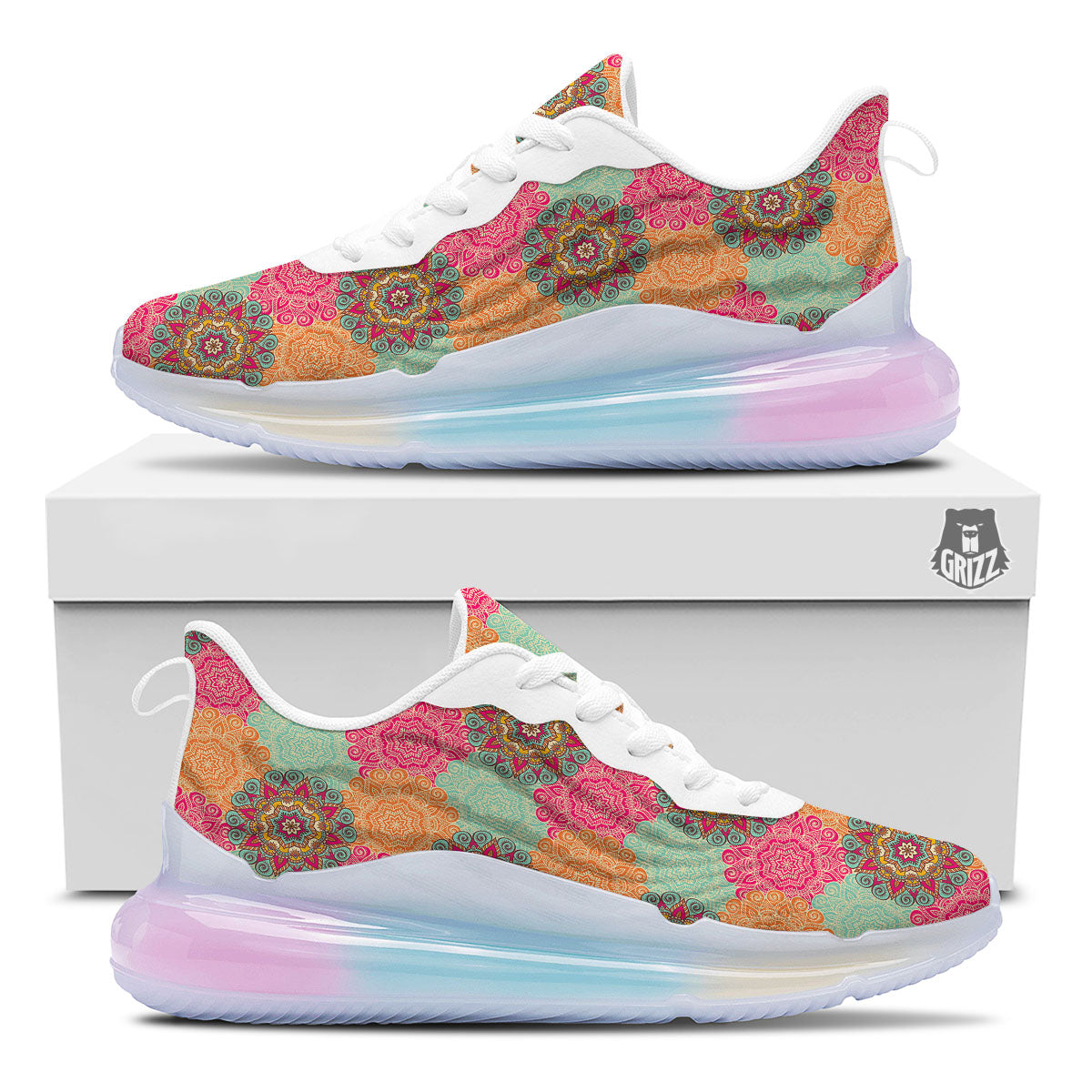 Bohemian Sangria Mandala Print Pattern Running Sneakers-grizzshop