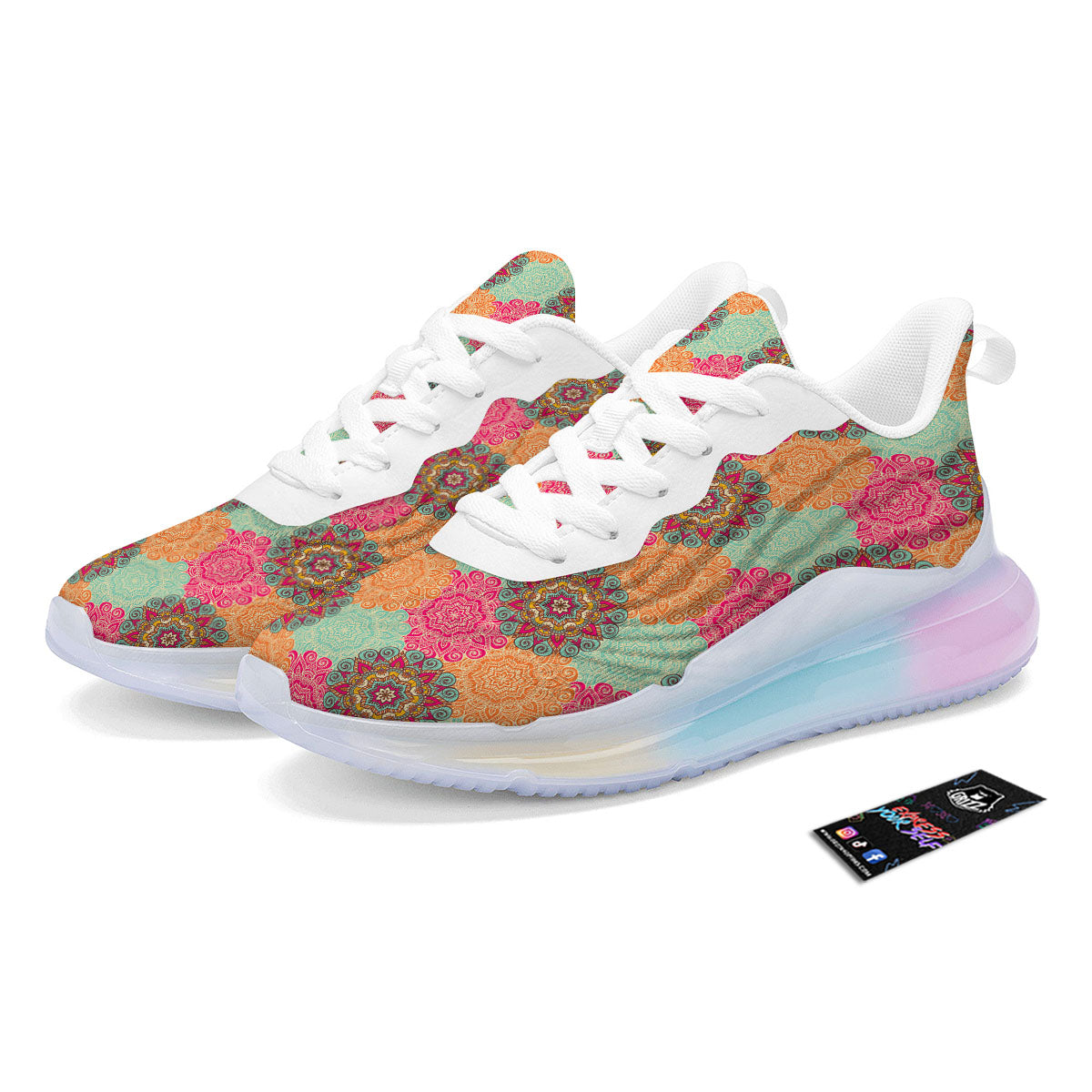 Bohemian Sangria Mandala Print Pattern Running Sneakers-grizzshop