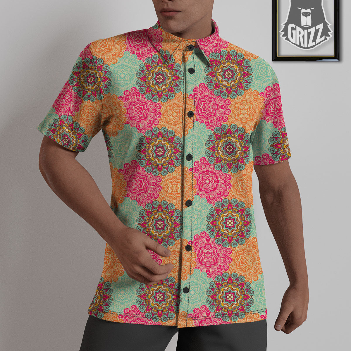 Bohemian Sangria Mandala Print Pattern Untucked Shirts-grizzshop