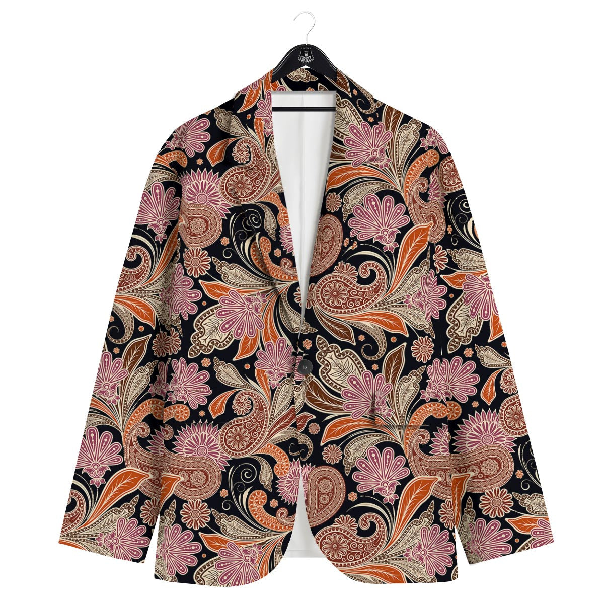 Bohemian Tangerine Floral Print Pattern Men's Sport Coat-grizzshop