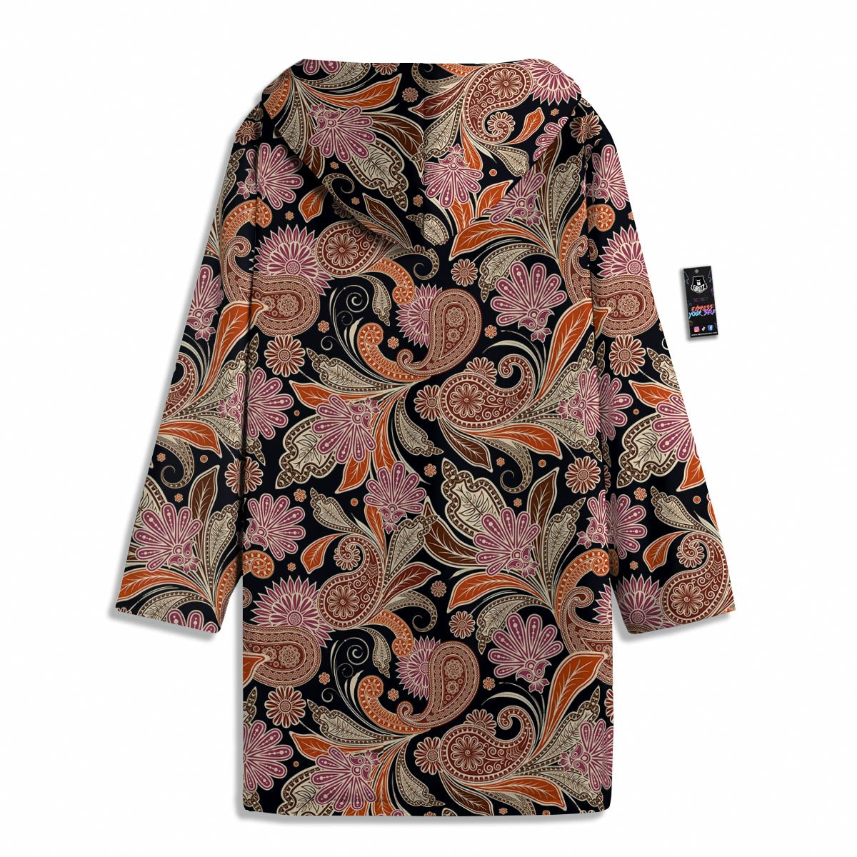 Bohemian Tangerine Floral Print Pattern Men's Windbreaker Jacket-grizzshop