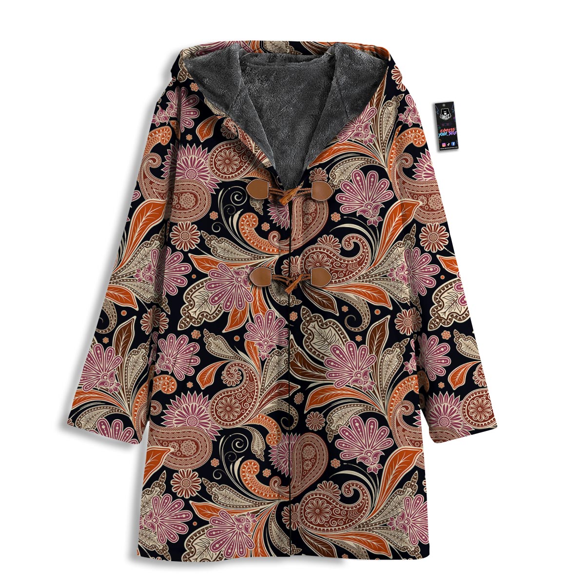 Bohemian Tangerine Floral Print Pattern Men's Windbreaker Jacket-grizzshop