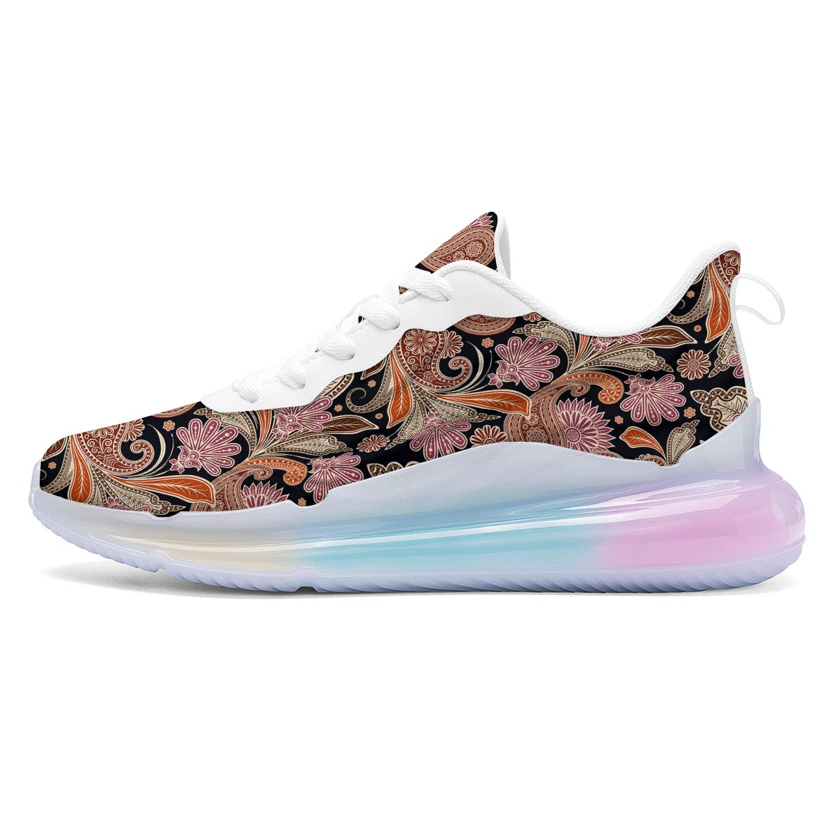 Bohemian Tangerine Floral Print Pattern Running Sneakers-grizzshop