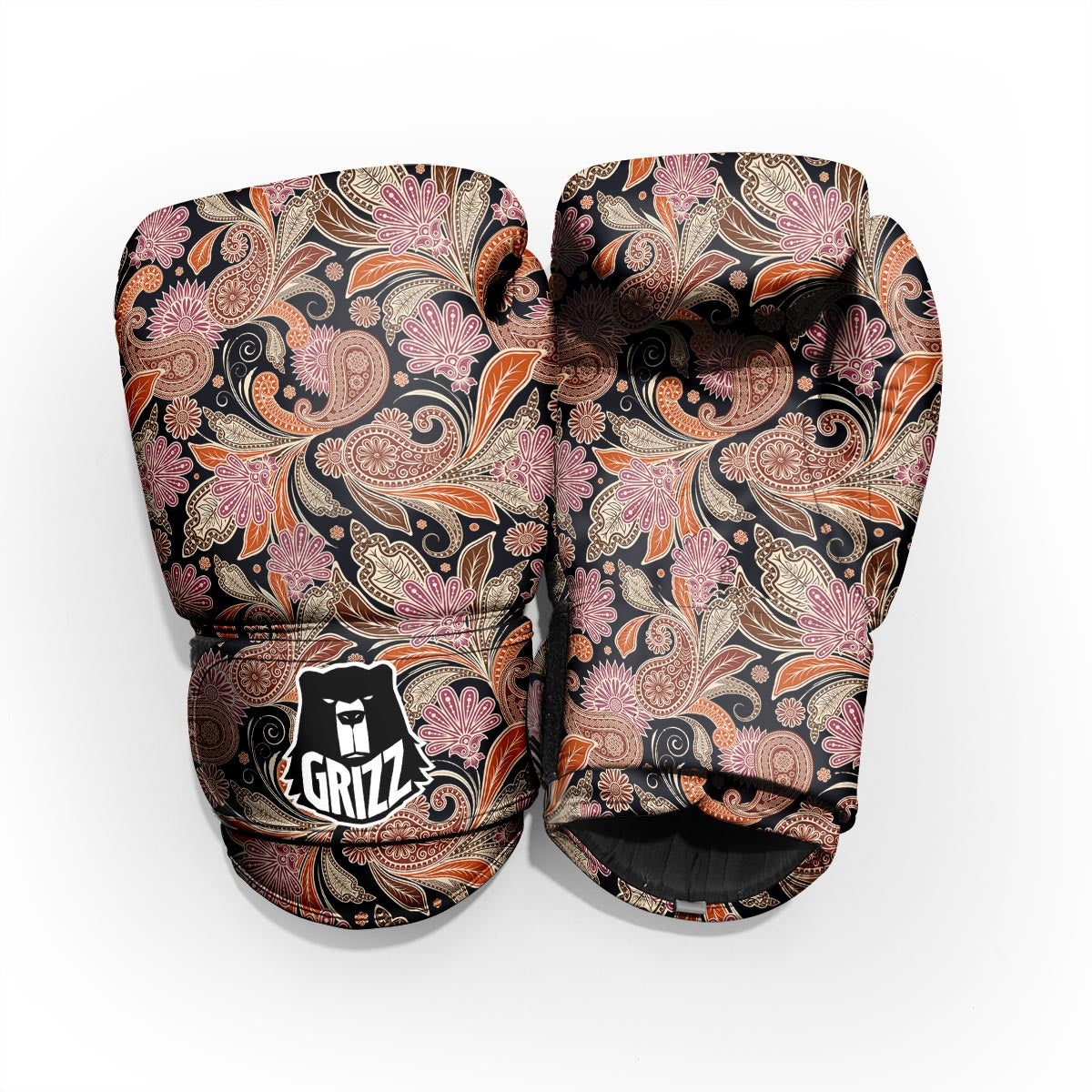 Bohemian Tangerine Floral Print Pattern Pro Boxing Glove