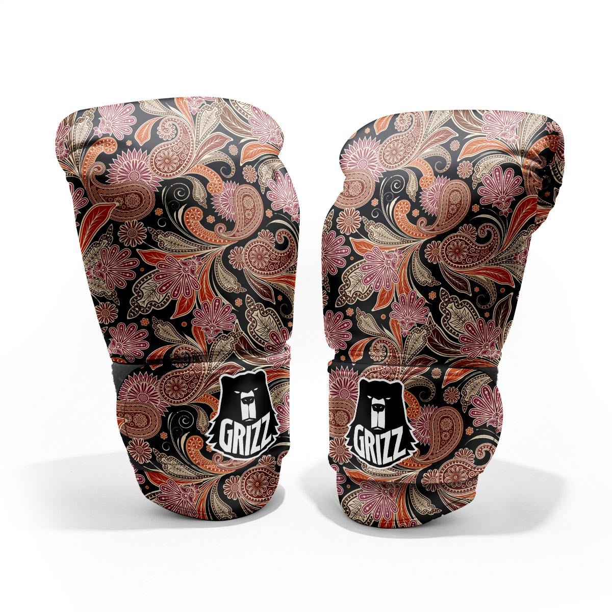 Bohemian Tangerine Floral Print Pattern Pro Boxing Glove