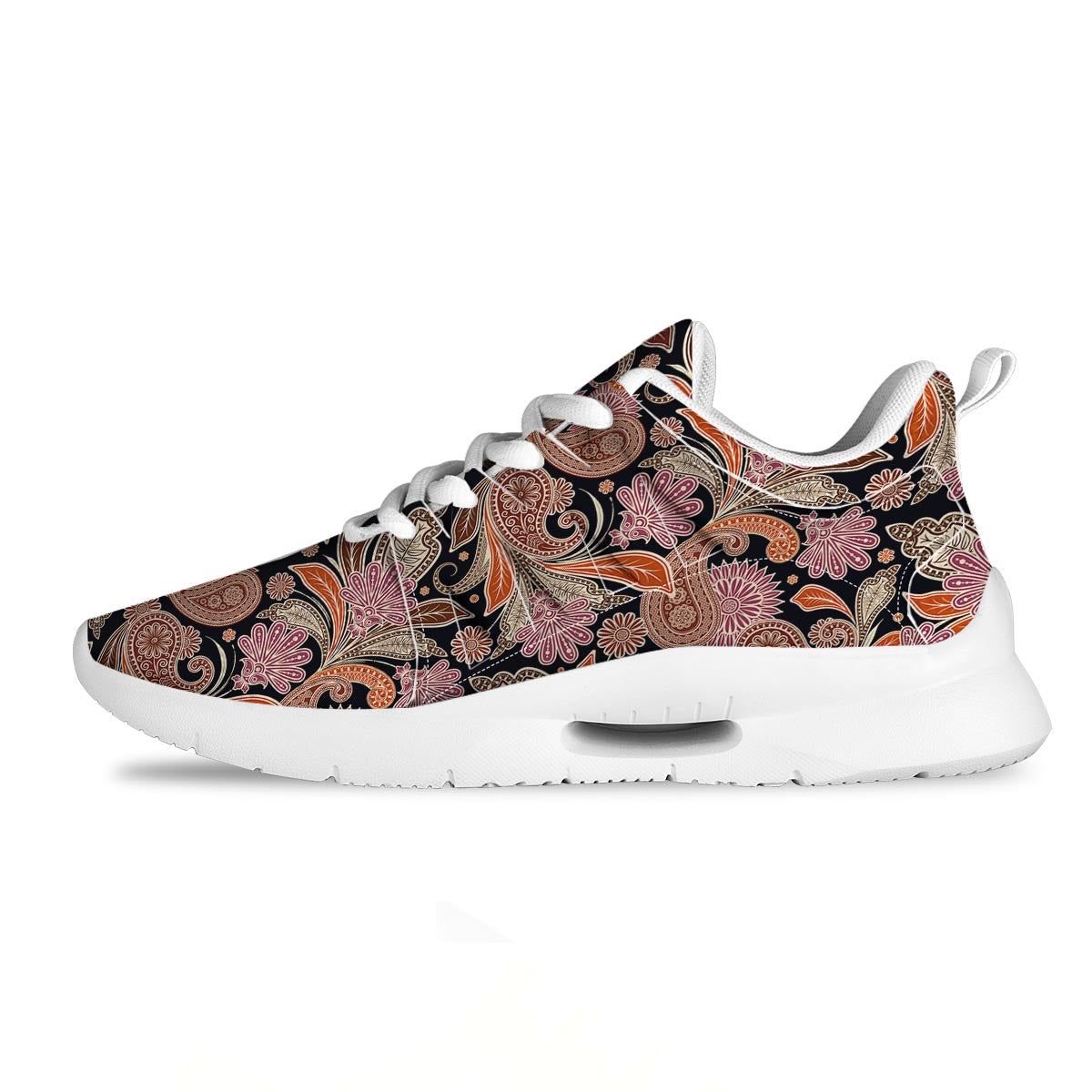 Bohemian Tangerine Floral Print Pattern Tennis Shoes-grizzshop