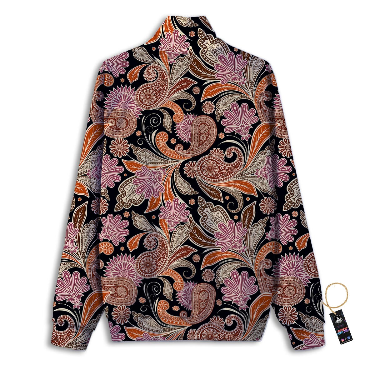 Bohemian Tangerine Floral Print Pattern Track Jacket-grizzshop