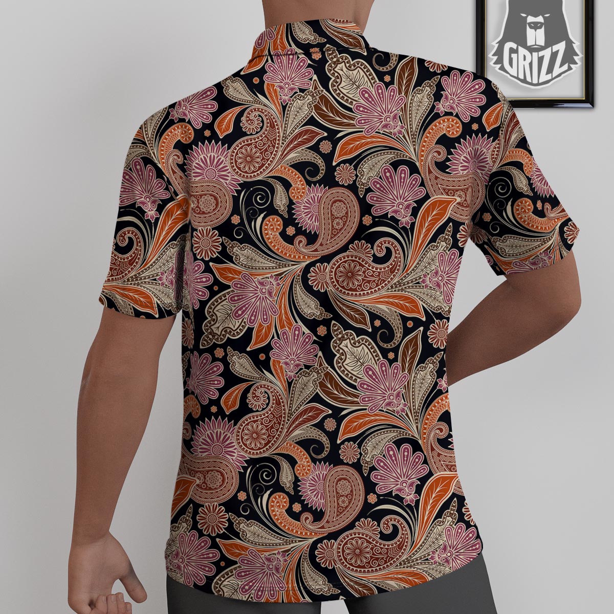 Bohemian Tangerine Floral Print Pattern Untucked Shirts-grizzshop