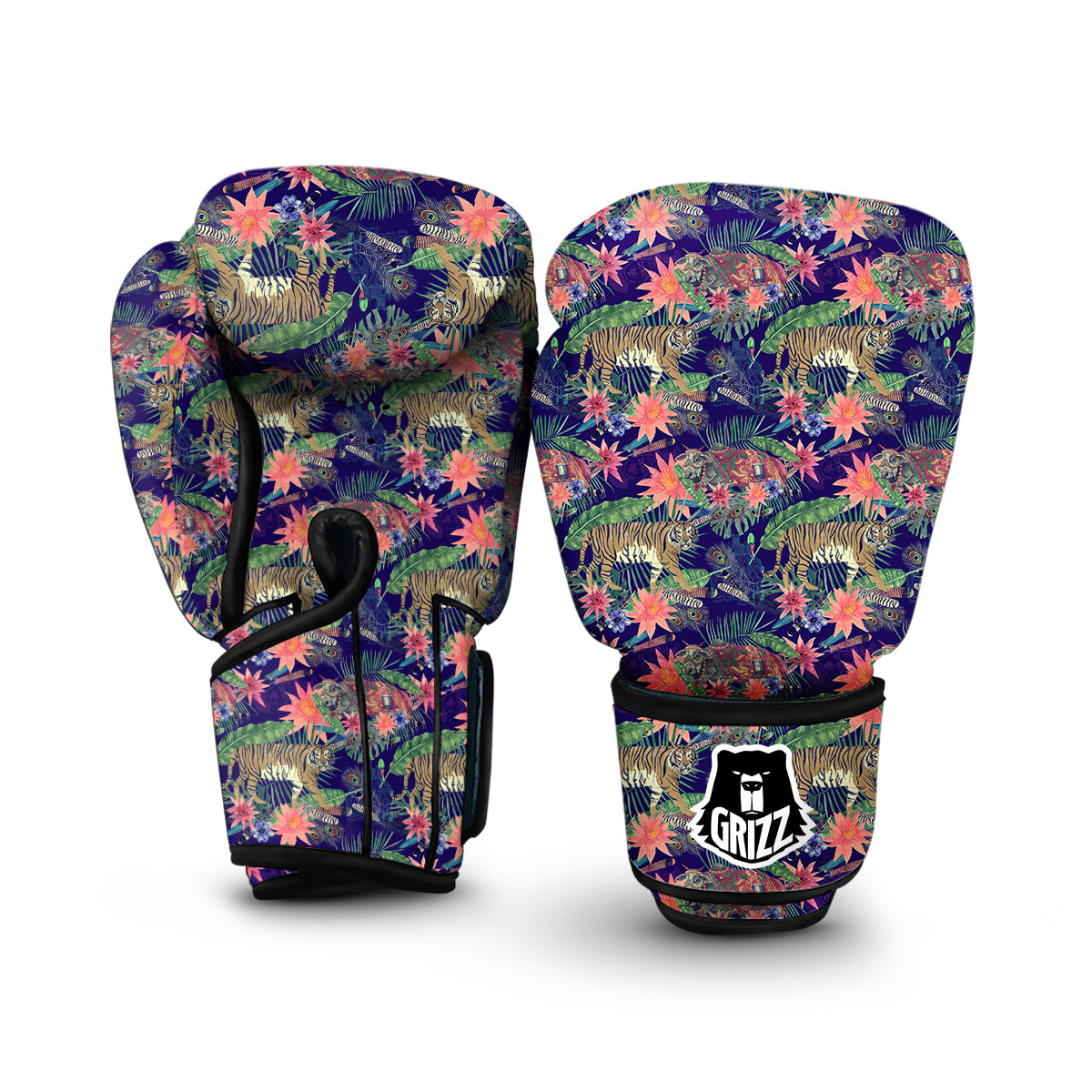 Bohemian Tiger Pattern Print Boxing Gloves-grizzshop