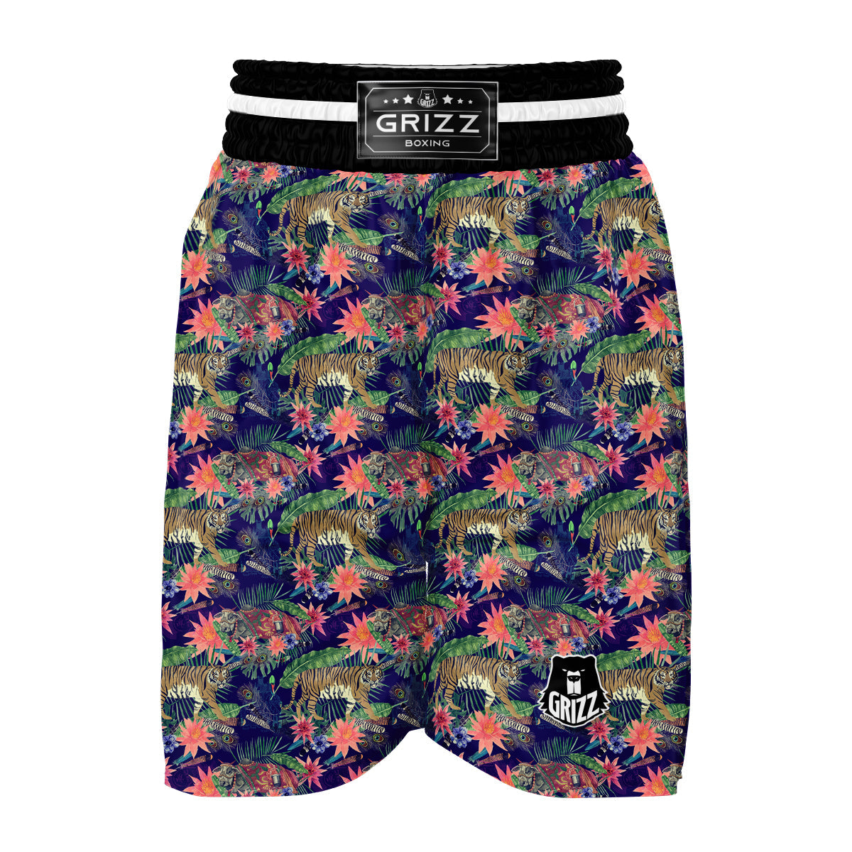 Bohemian Tiger Pattern Print Boxing Shorts-grizzshop