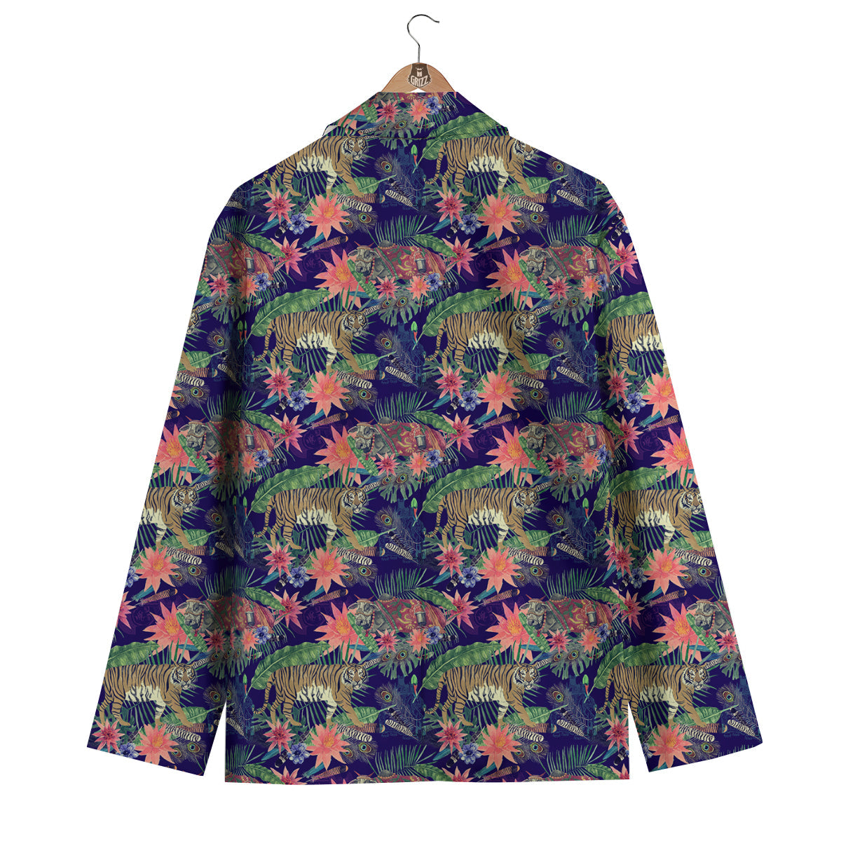 Bohemian Tiger Pattern Print Men's Blazer-grizzshop
