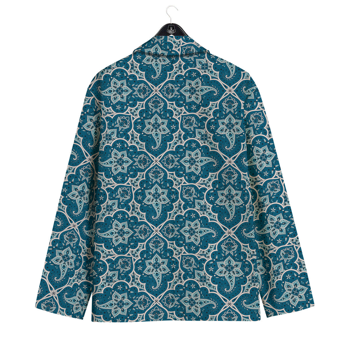 Bohemian Turquoise Floral Print Pattern Men's Sport Coat-grizzshop