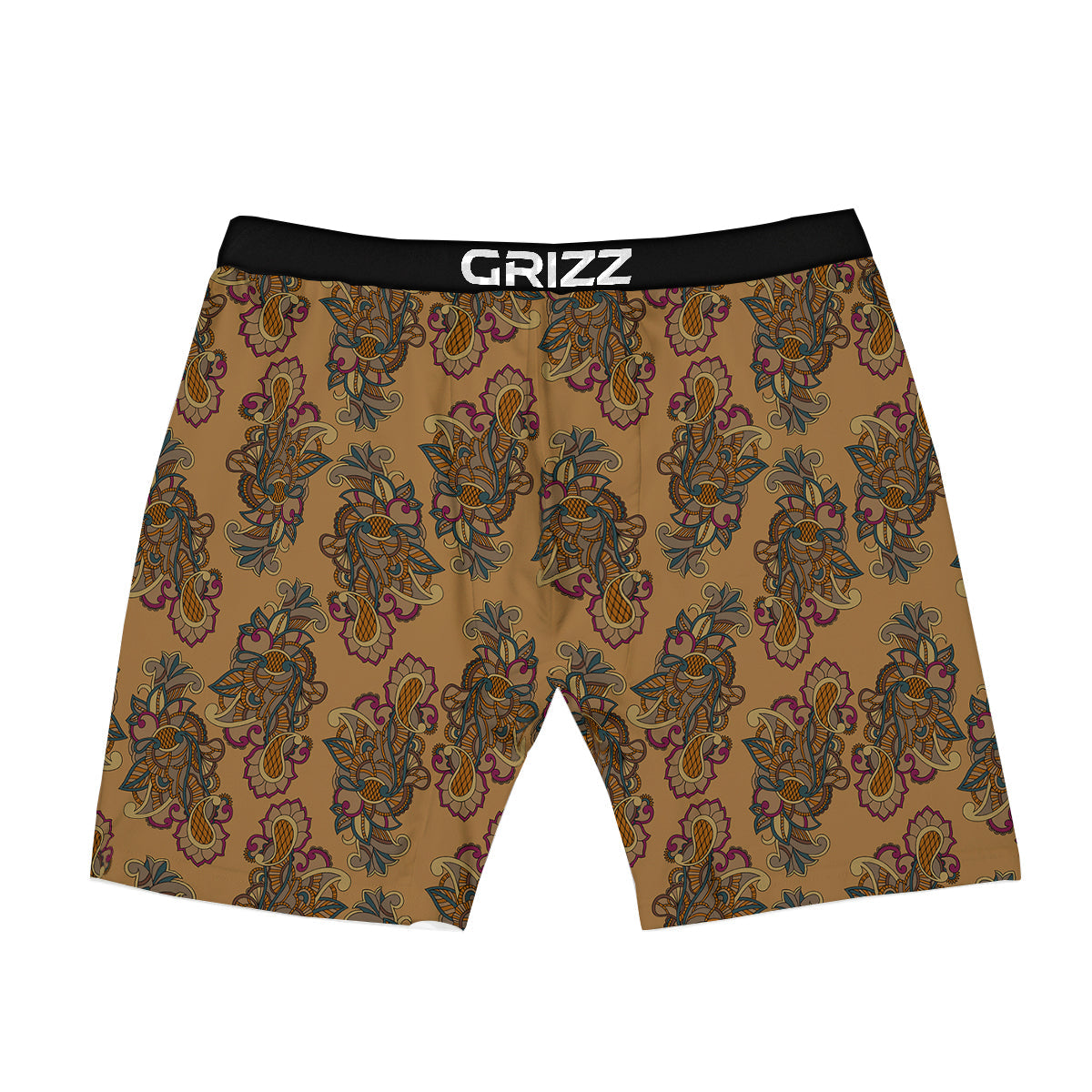 Bohemian Umber Floral Print Pattern Boxer Briefs-grizzshop