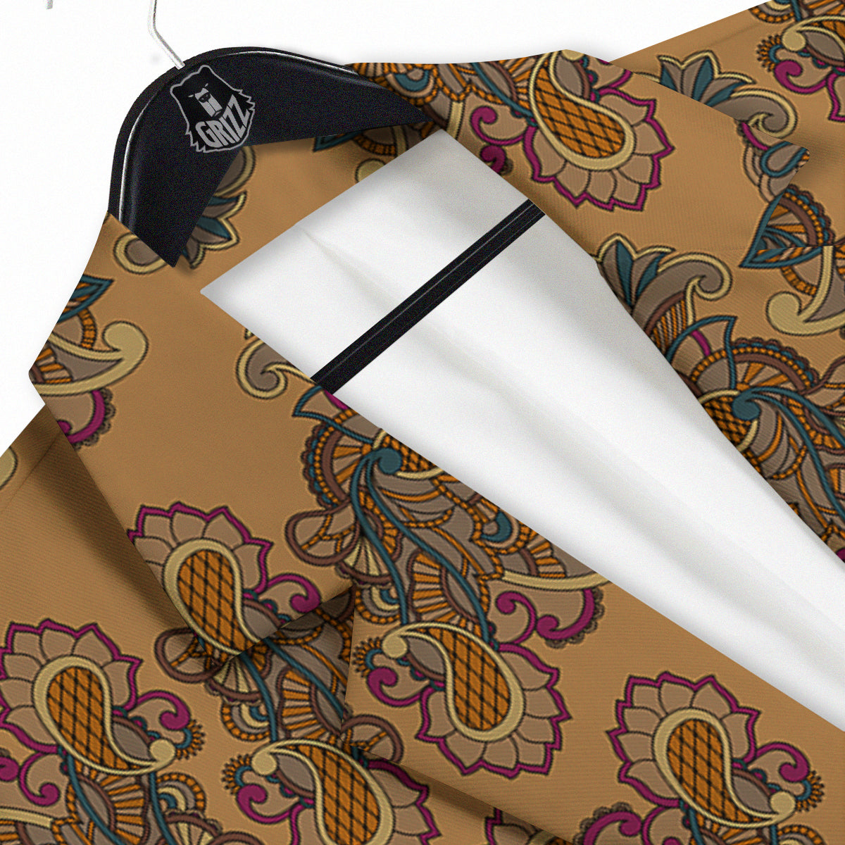 Bohemian Umber Floral Print Pattern Men's Sport Coat-grizzshop
