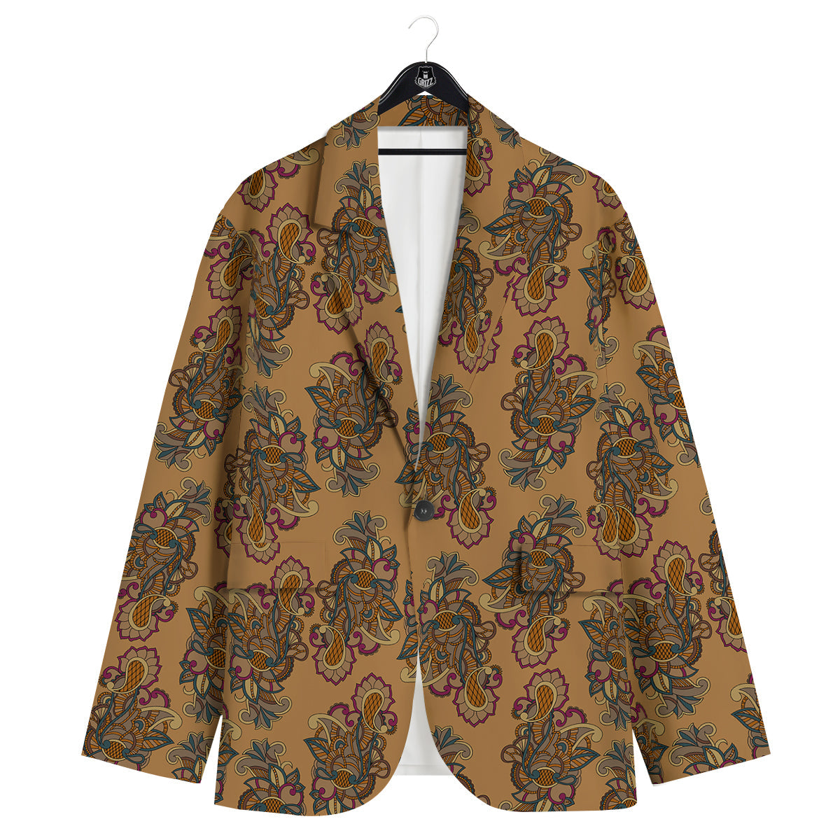 Bohemian Umber Floral Print Pattern Men's Sport Coat-grizzshop