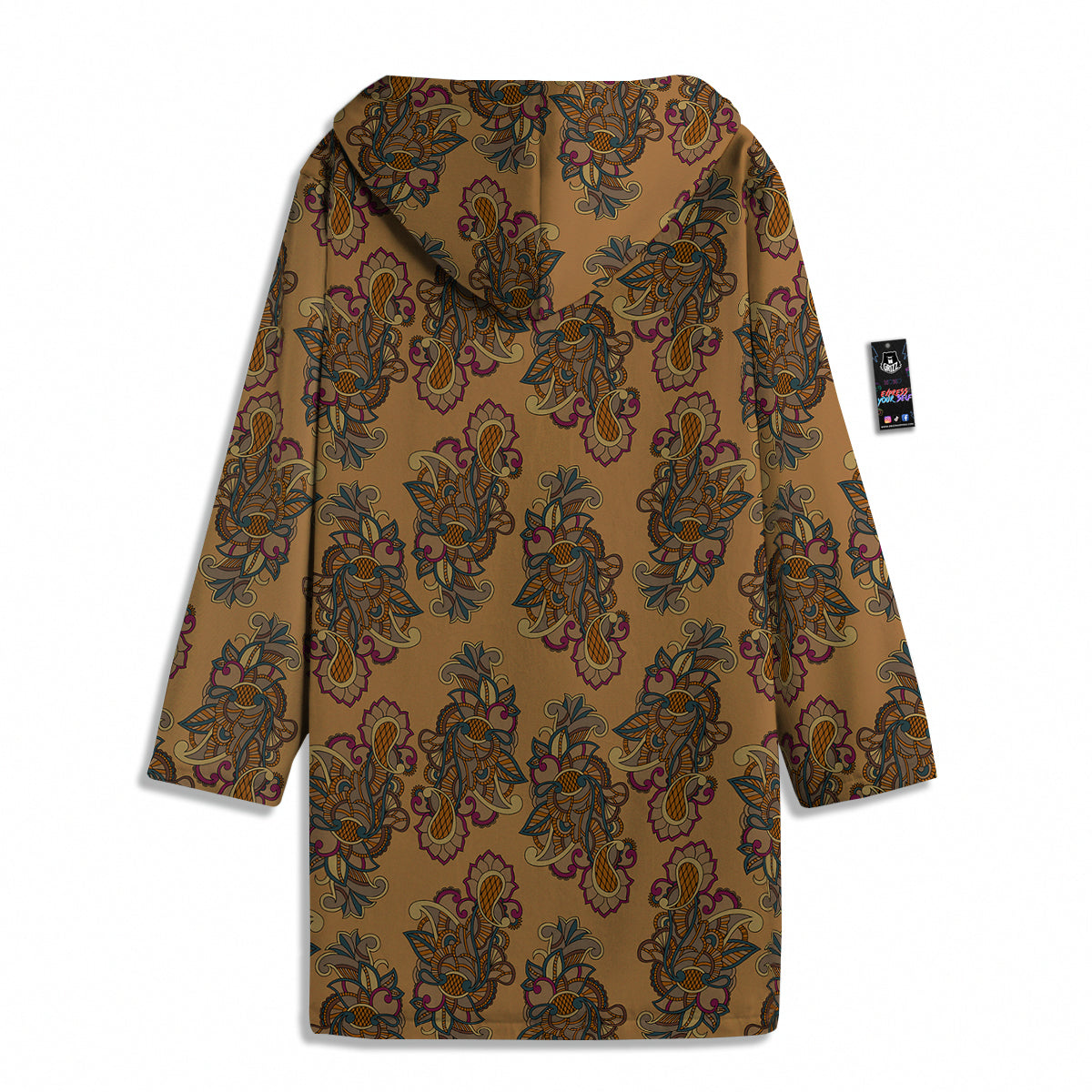 Bohemian Umber Floral Print Pattern Men's Windbreaker Jacket-grizzshop