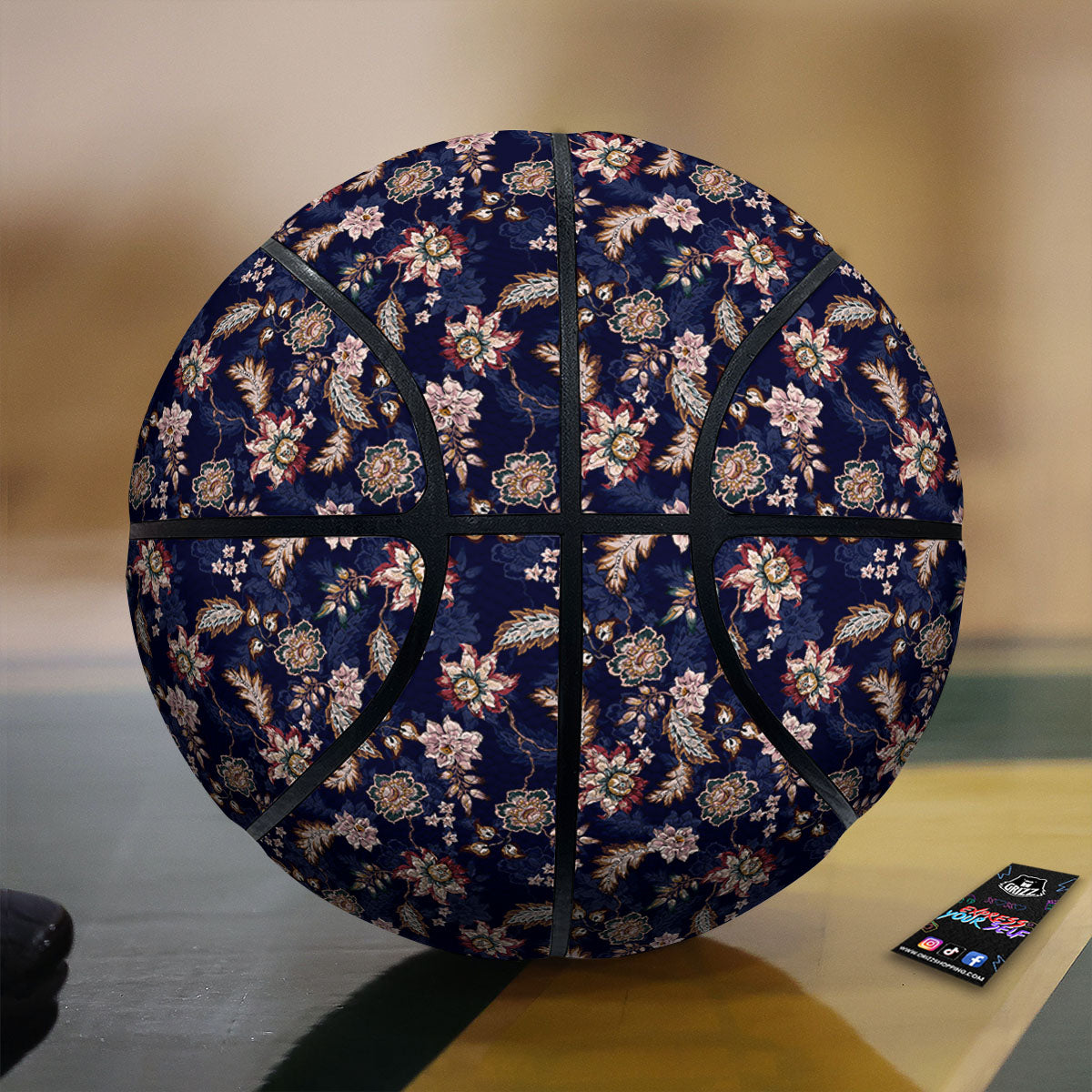 Bohemian Floral Blue Vintage Print Basketball