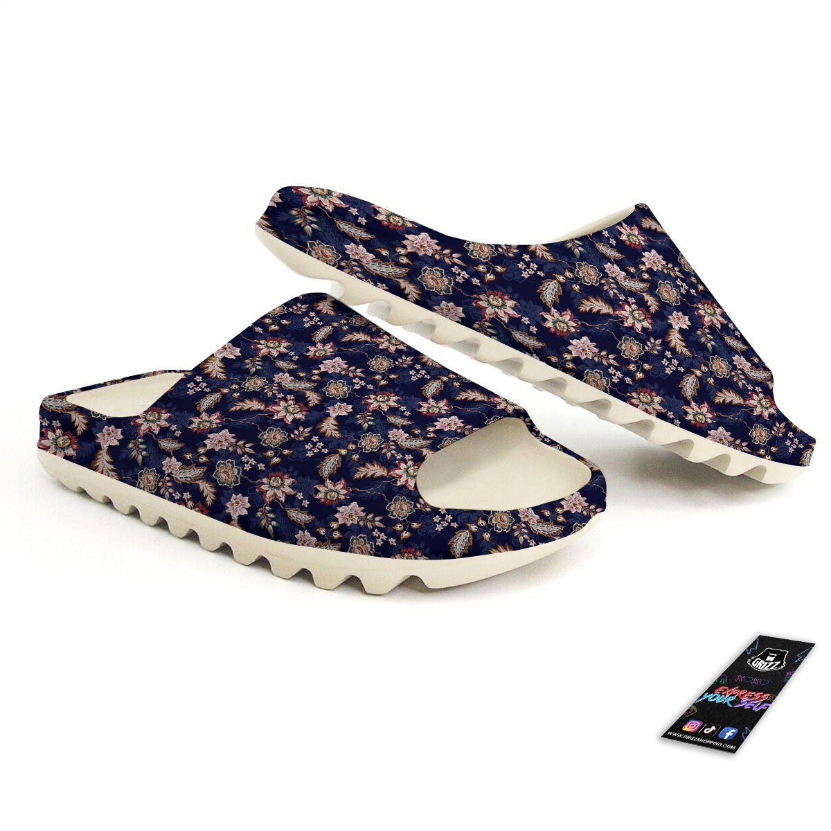 Bohemian Floral Blue Vintage Print Sandals-grizzshop