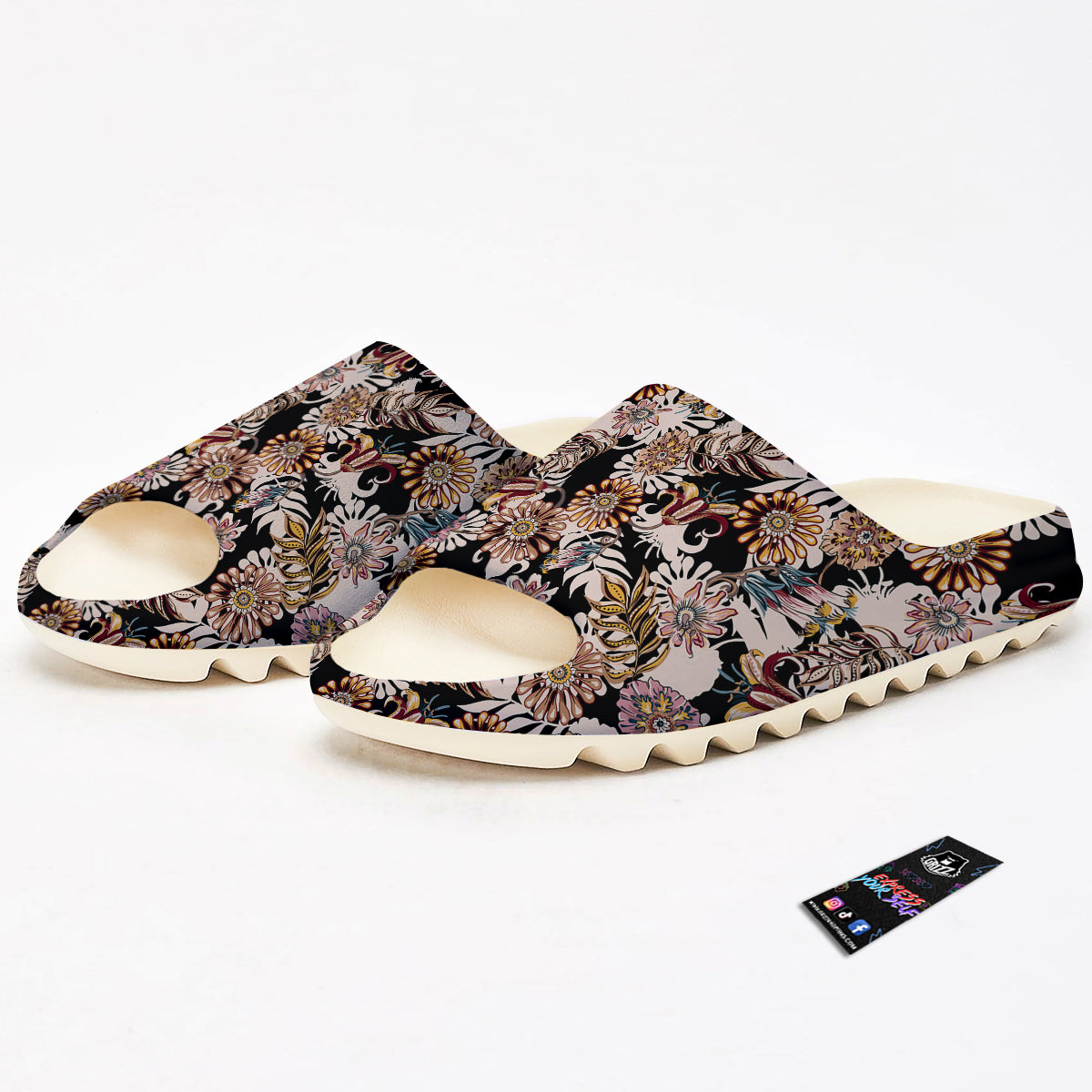 Bohemian Floral Brown Vintage Print Pattern Sandals-grizzshop