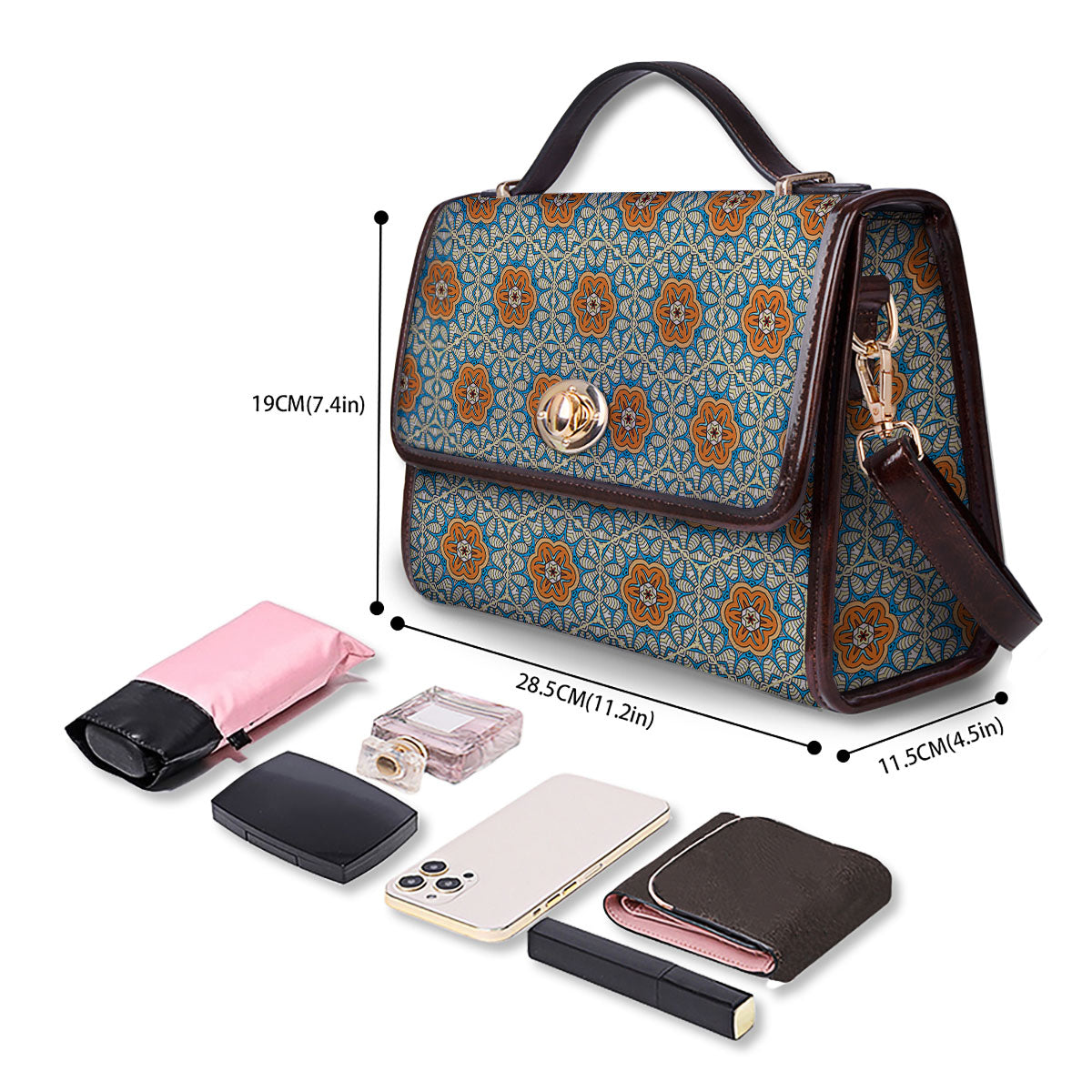 Bohemian Mandala Floral Print Pattern Women's Satchel Bag