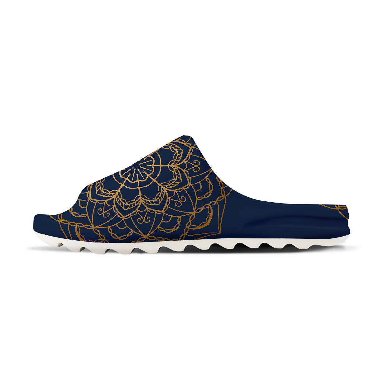 Bohemian Mandala Gold And Blue Print Sandals-grizzshop