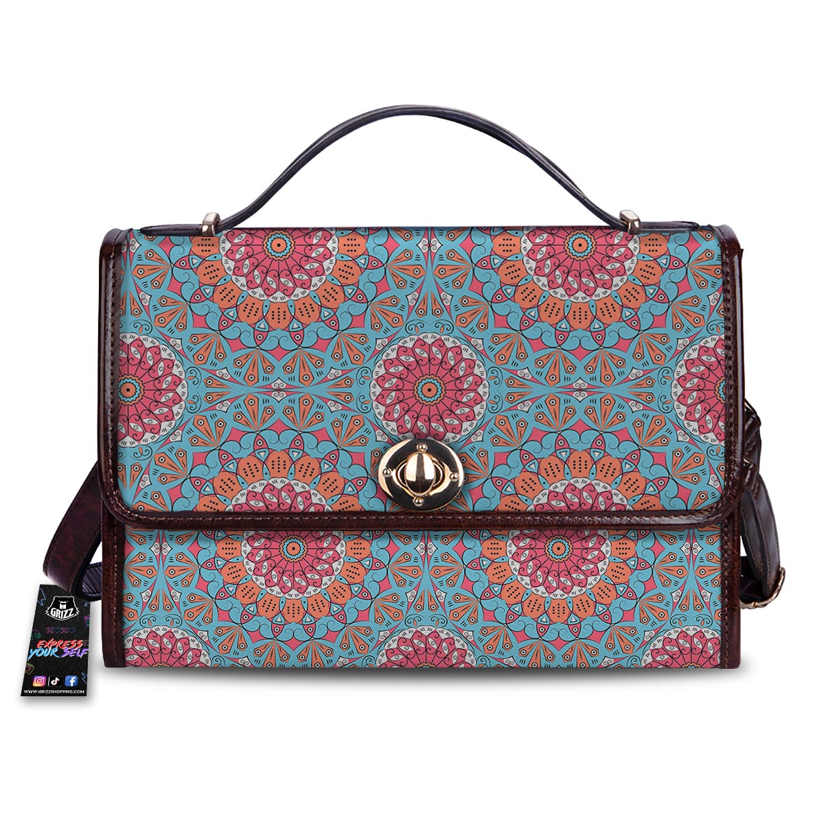Bohemian Mandala Pink And Teal Print Pattern Women's Satchel Bag