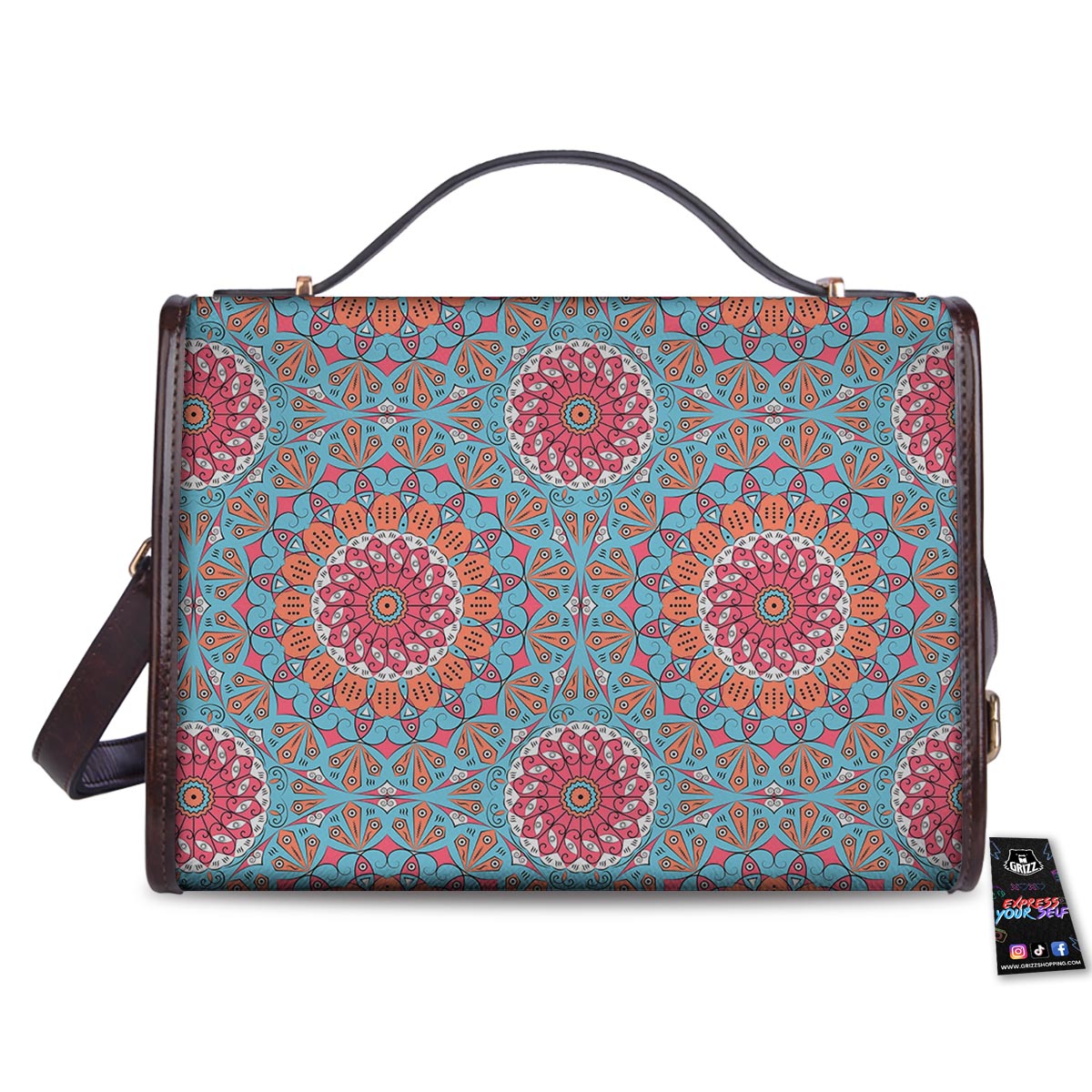 Bohemian Mandala Pink And Teal Print Pattern Women's Satchel Bag