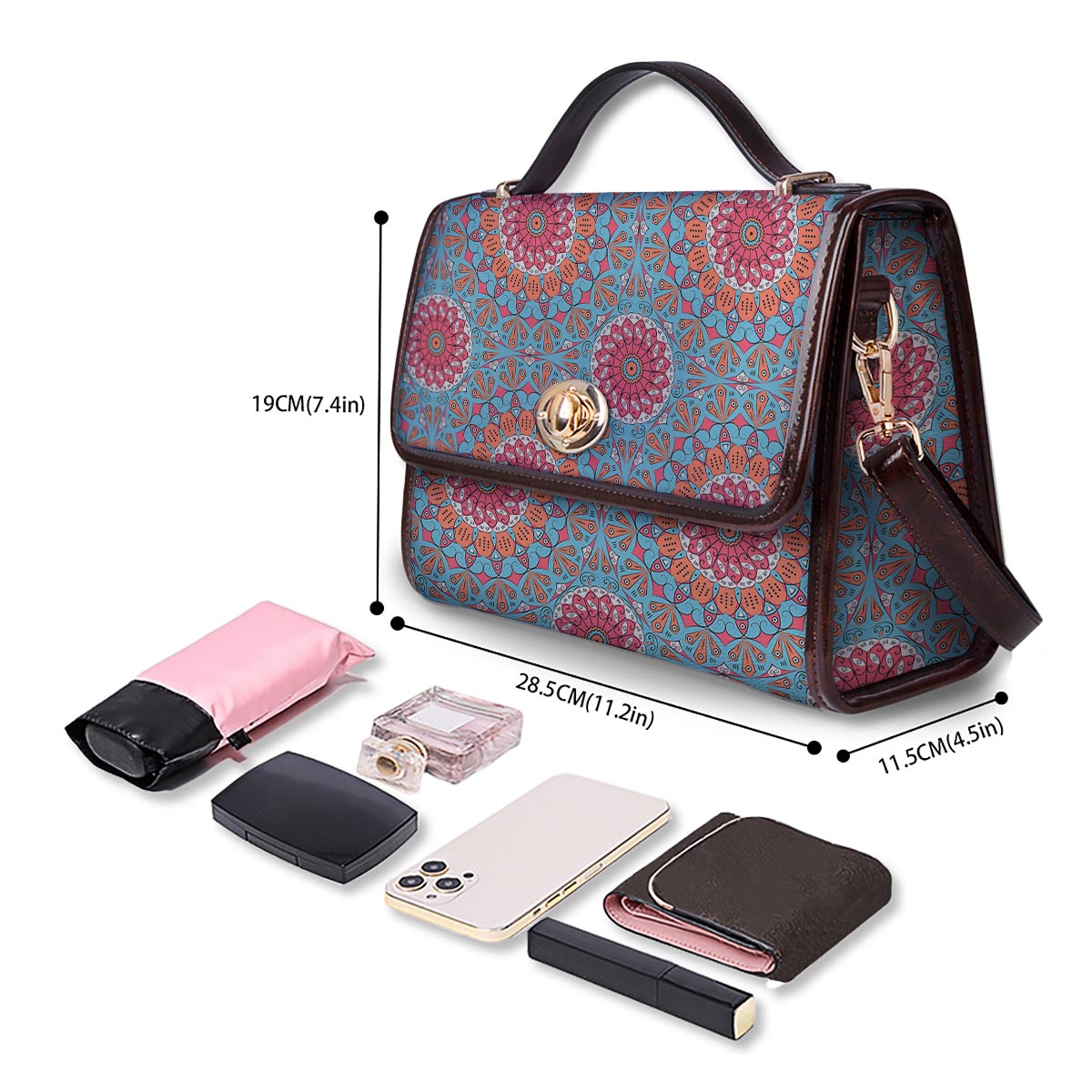 Bohemian Mandala Pink And Teal Print Pattern Women's Satchel Bag