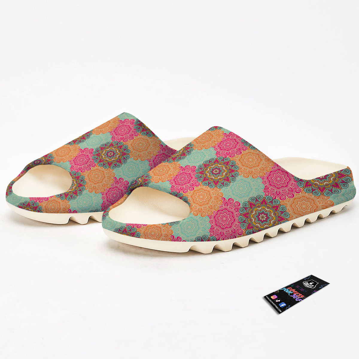 Bohemian Sangria Mandala Print Pattern Sandals-grizzshop