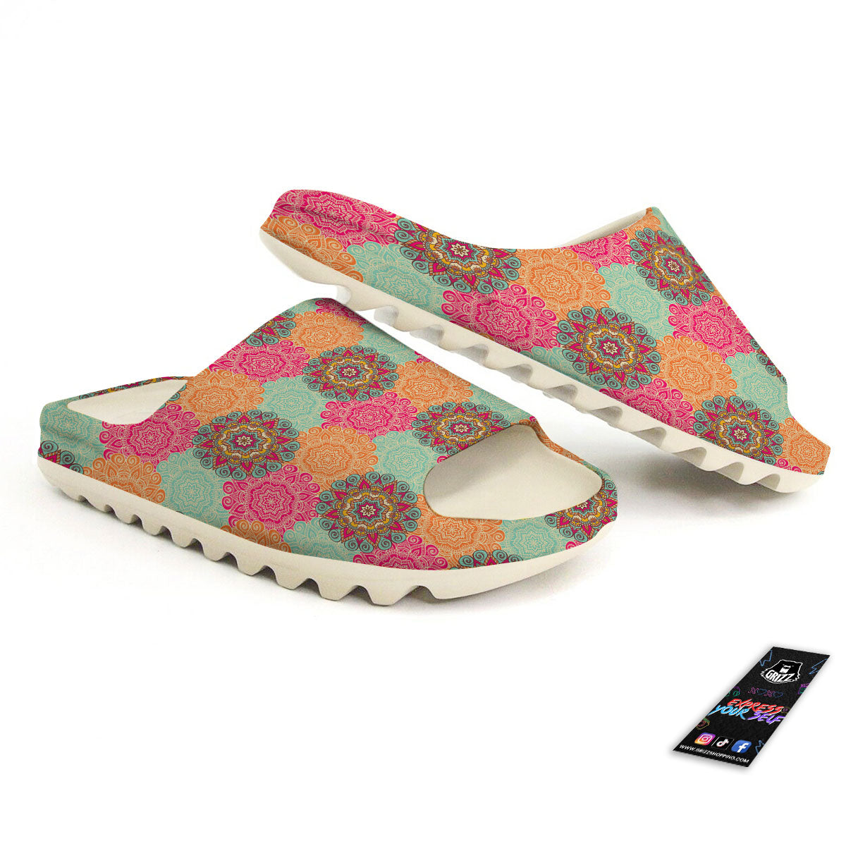 Bohemian Sangria Mandala Print Pattern Sandals-grizzshop