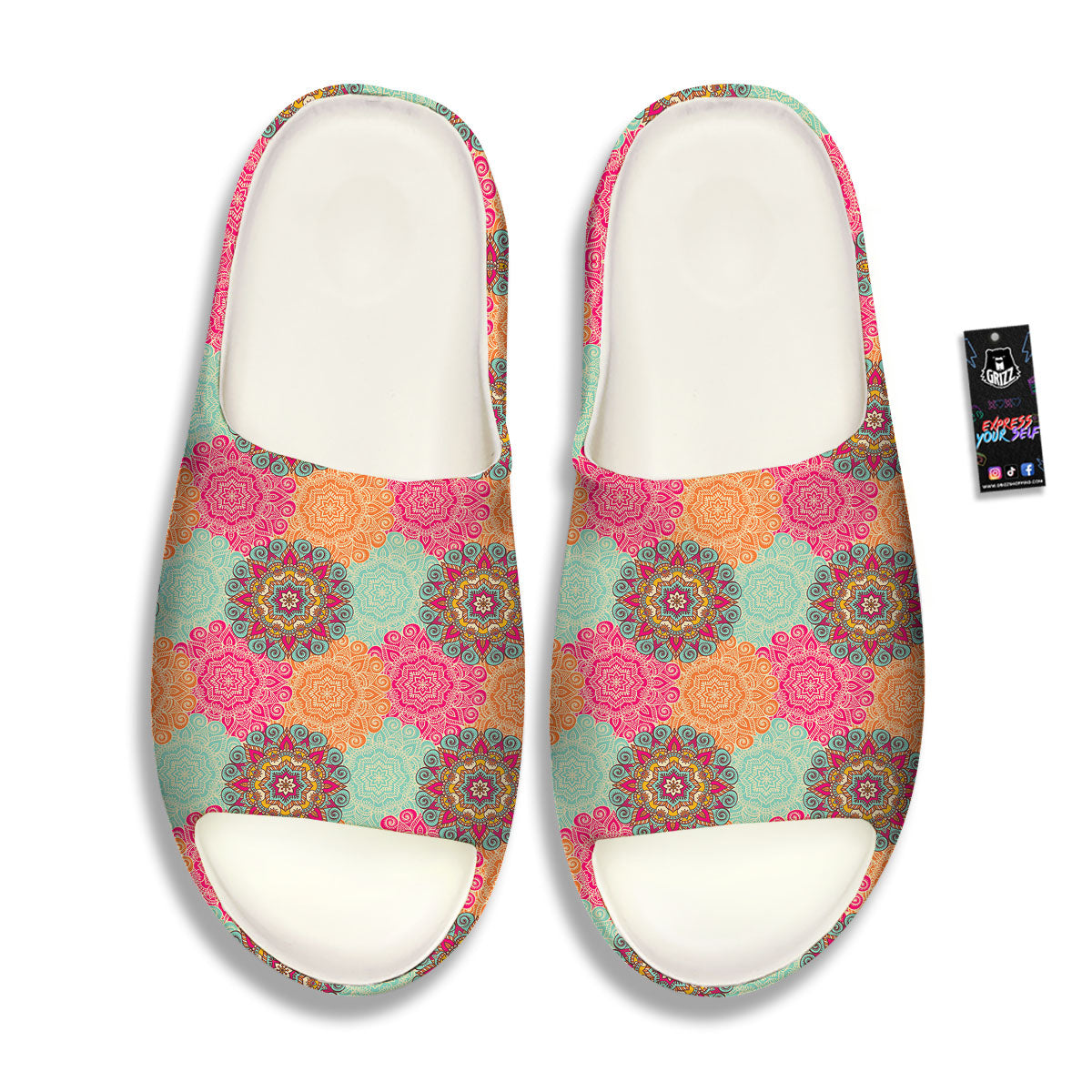 Bohemian Sangria Mandala Print Pattern Sandals-grizzshop